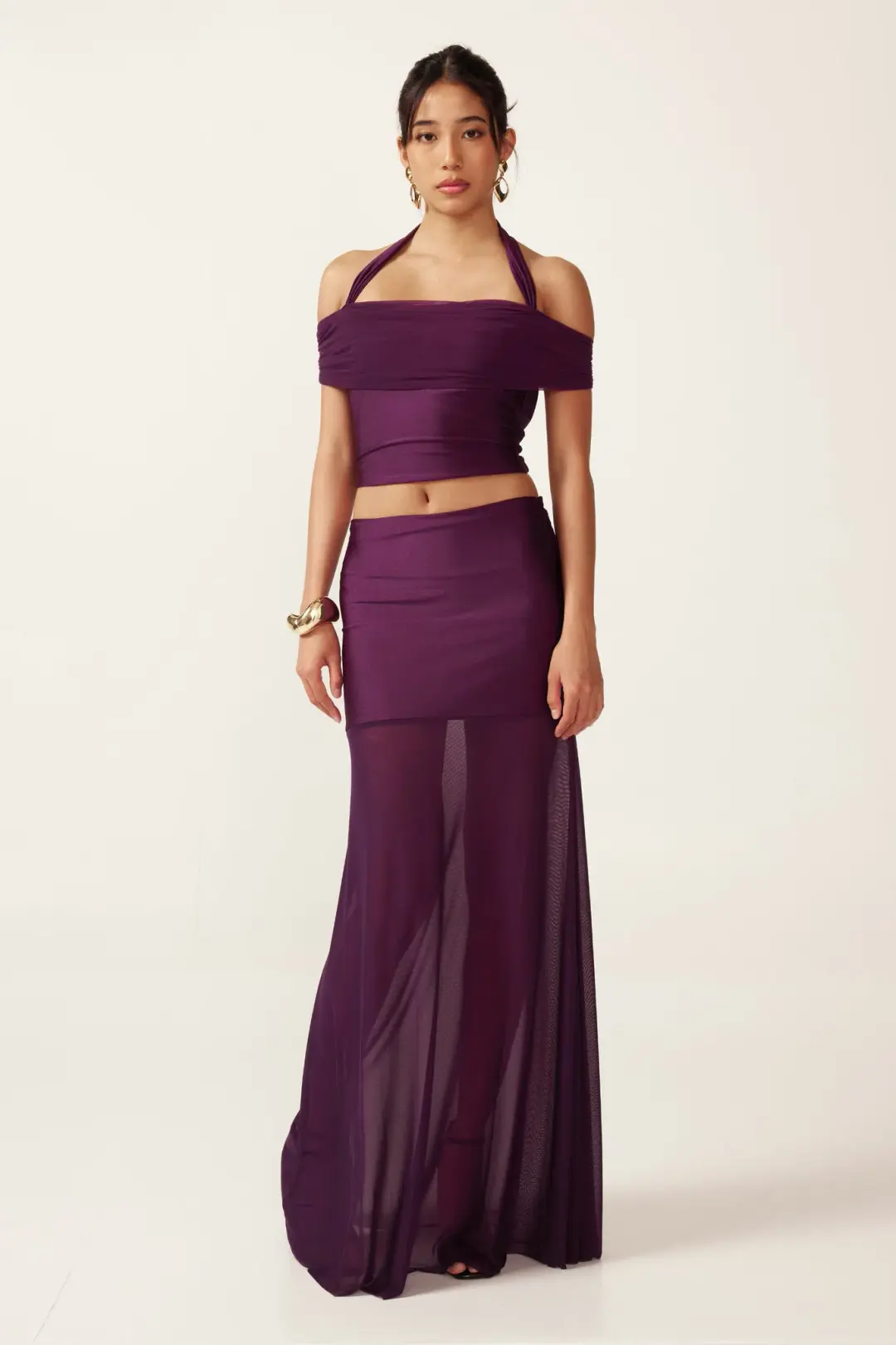 Ancegria Vivienne Top and Skirt Set in Plum Purple Size 8 for rent on The Volte - main image