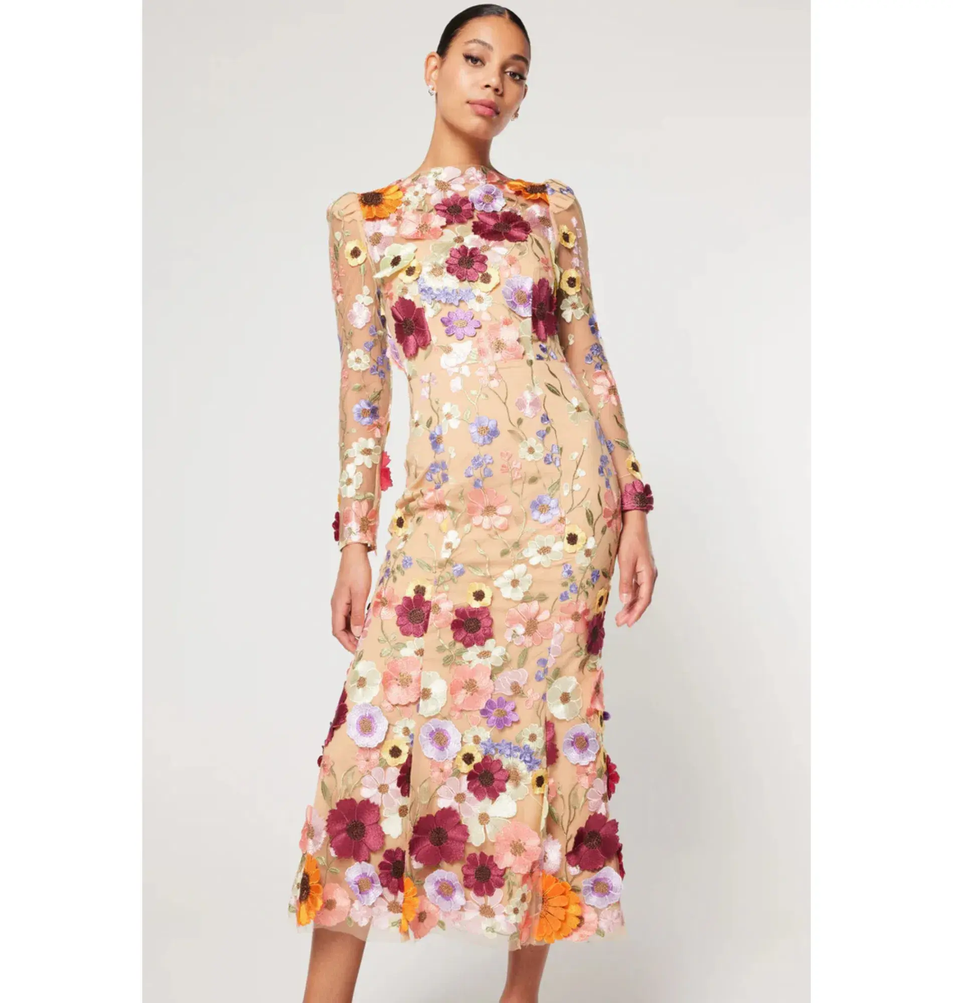 FREE SHIPPING! Elliatt Shannon Shannon 3D Midi Dress Floral Appliqué Size 8 - Image 3