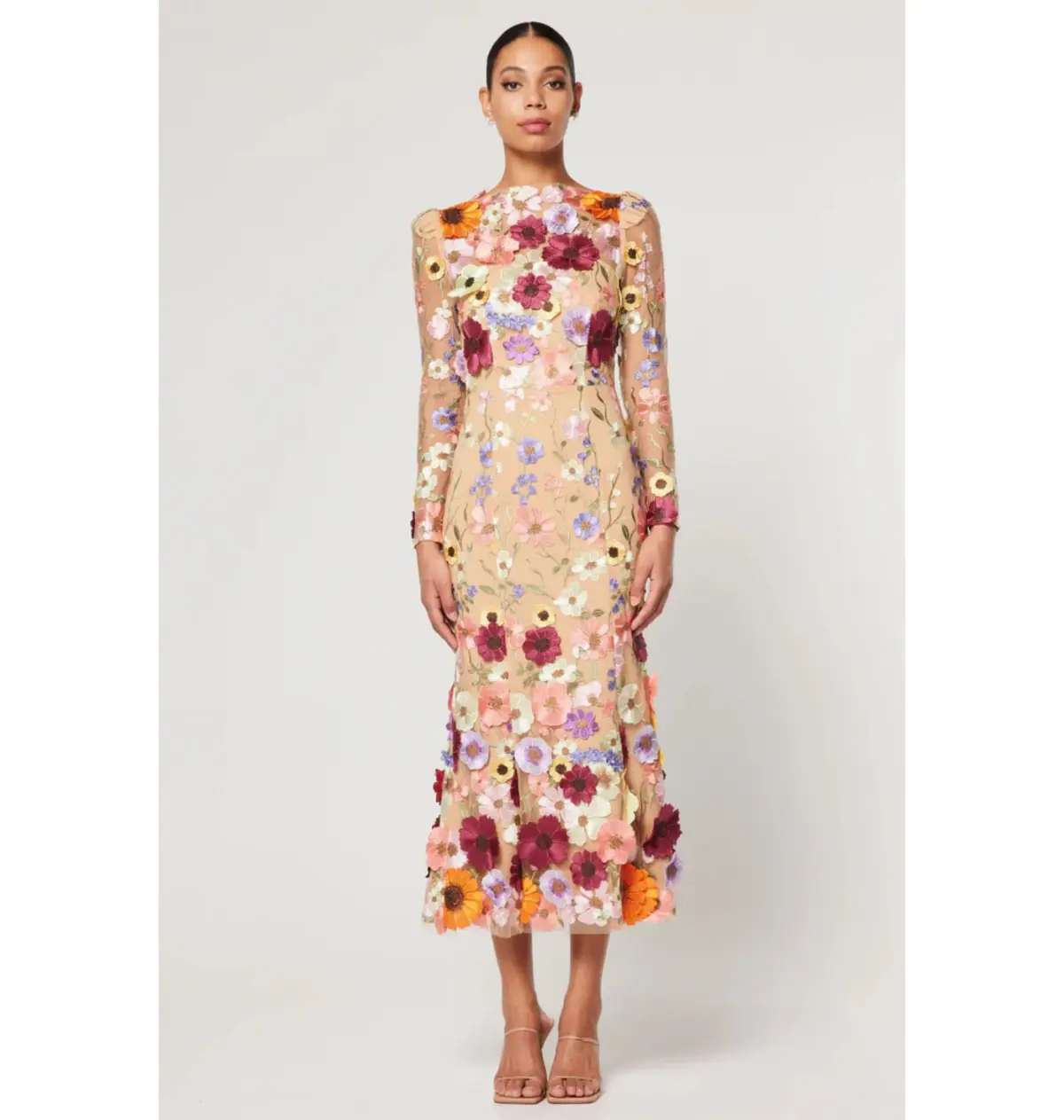 FREE SHIPPING! Elliatt Shannon Shannon 3D Midi Dress Floral Appliqué Size 8 - Image 1