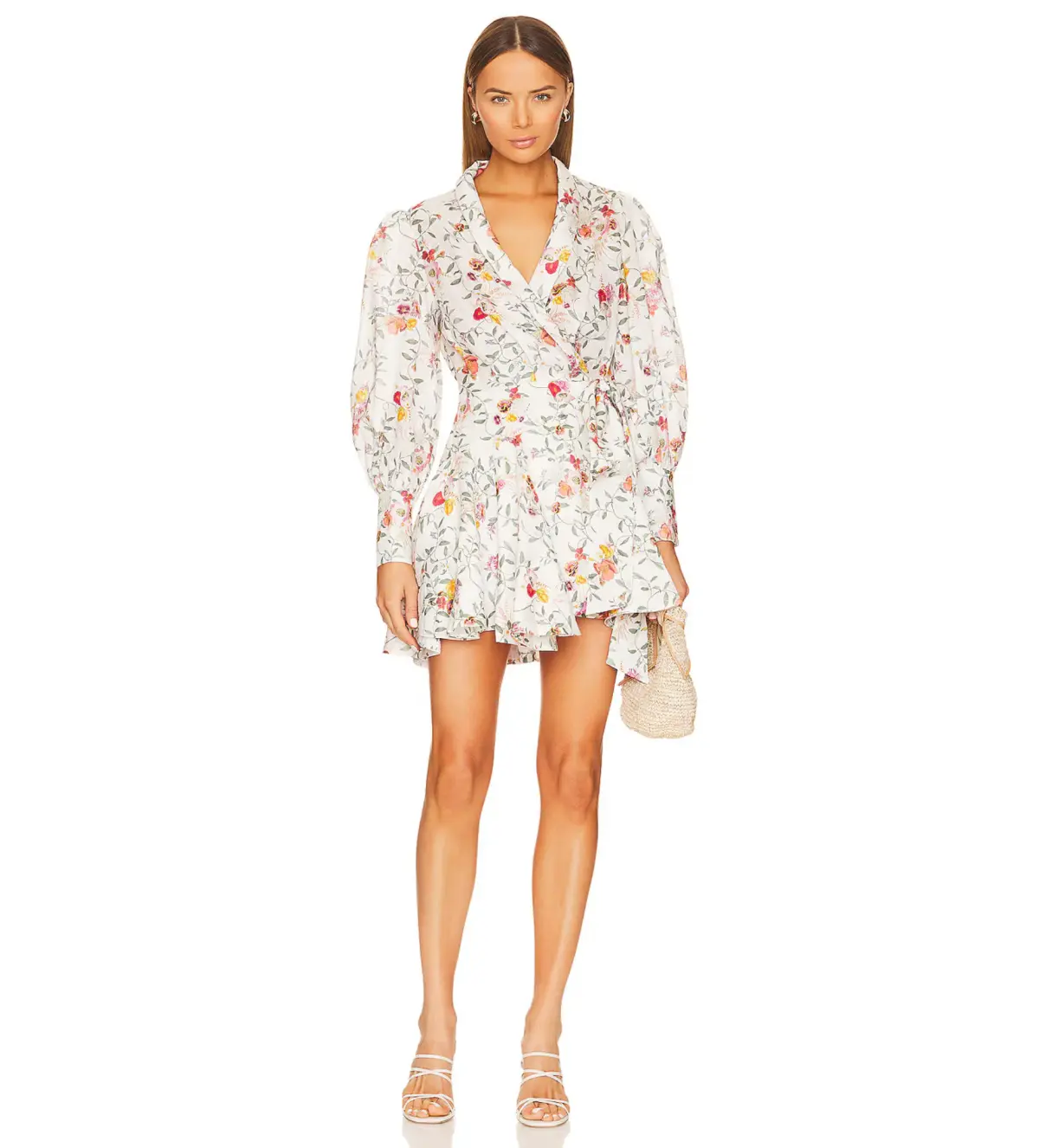 Zimmermann Wrap Linen Mini Dress in Elka Vine Ivory Print Size AU  8   - Image 1