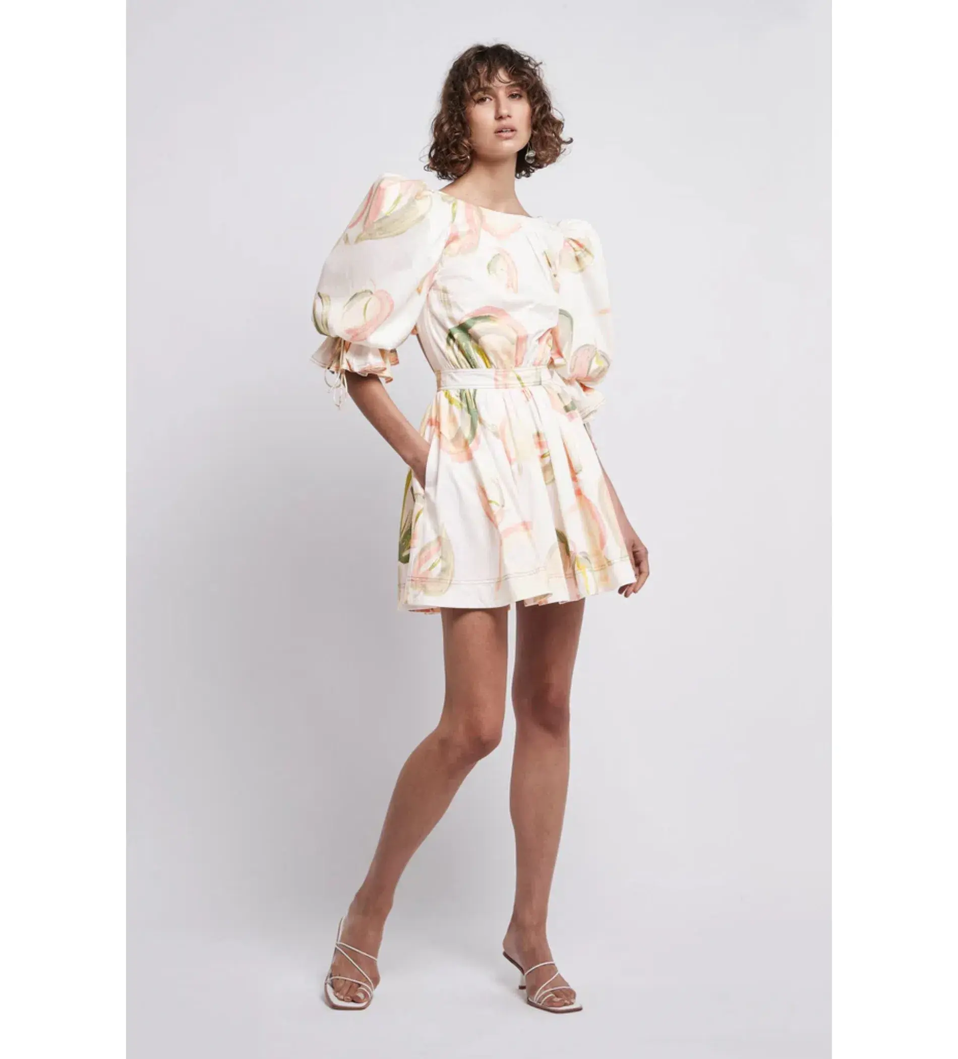 Aje Imprint Puff Sleeve Minidress White Size 10 - Image 1