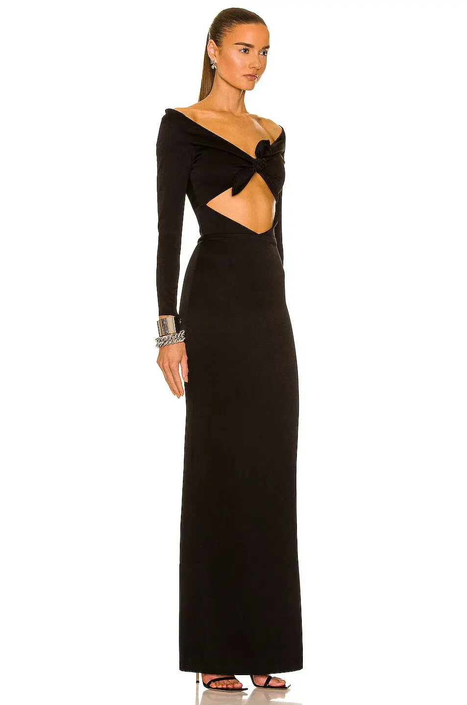 Alex Perry Lorne Bow Tie Cut Out Off-Shoulder Maxi Dress Black Size AU 6 - Image 2