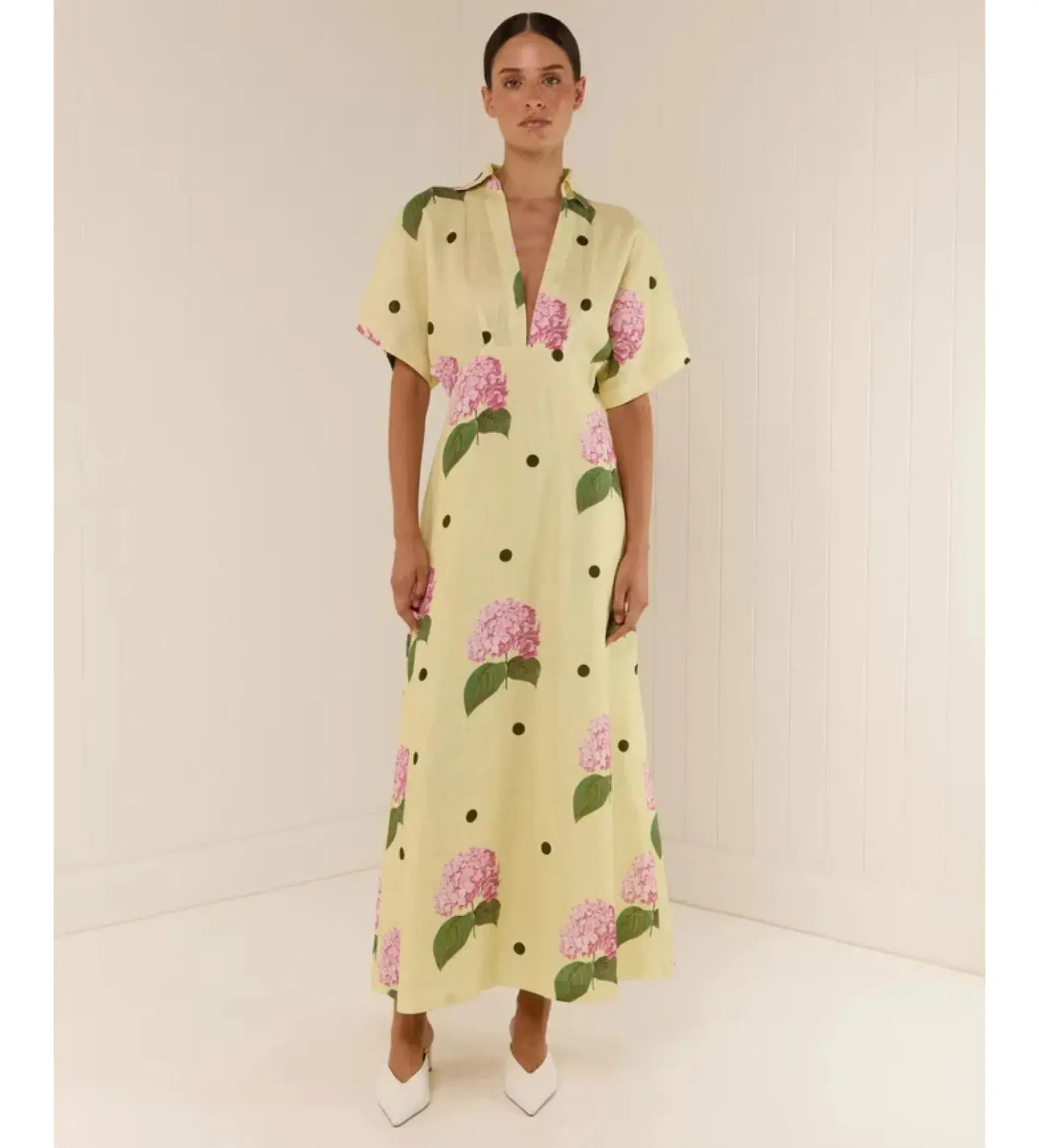 Palm Noosa Jasmine Dress Yellow Floral Size 8 - Image 1
