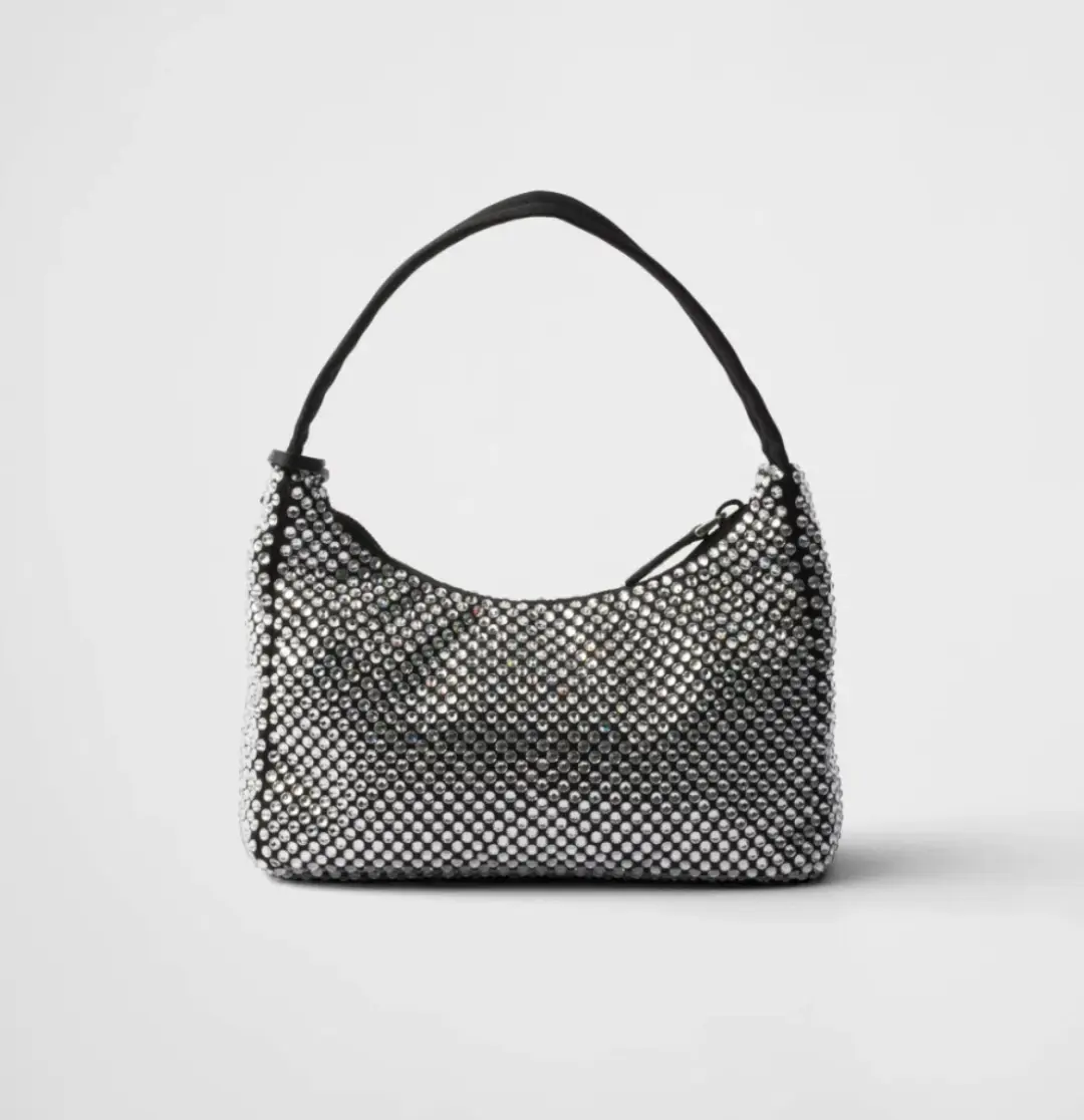 Prada Reedition Crystal Studded Black Bag for rent on The Volte - main image