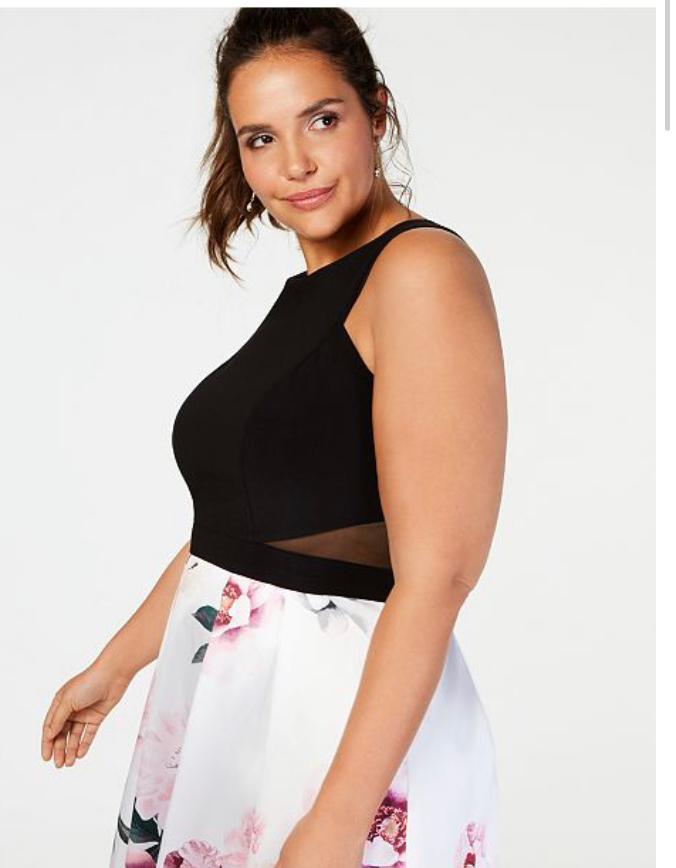 Xscape Evening Gown Black/Pink Floral Size 20 for rent on The Volte - main image