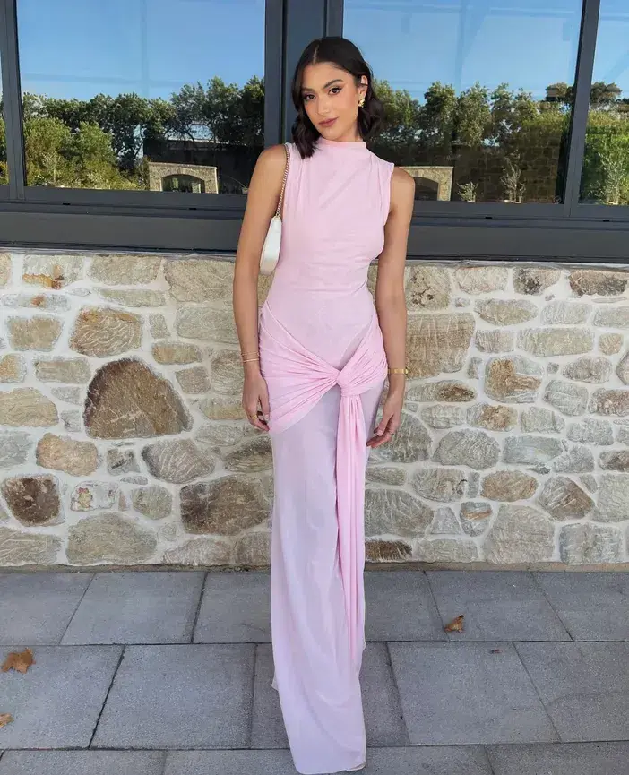 Effie Kats Roza Maxi Dress In Petal Pink Size M/AU 10 - Image 6