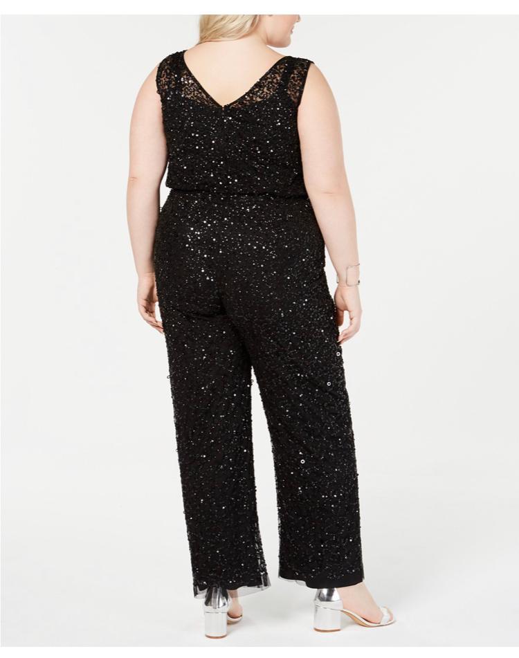 Adrianna Papell Sequin jumpsuit Black size 18 - Image 2