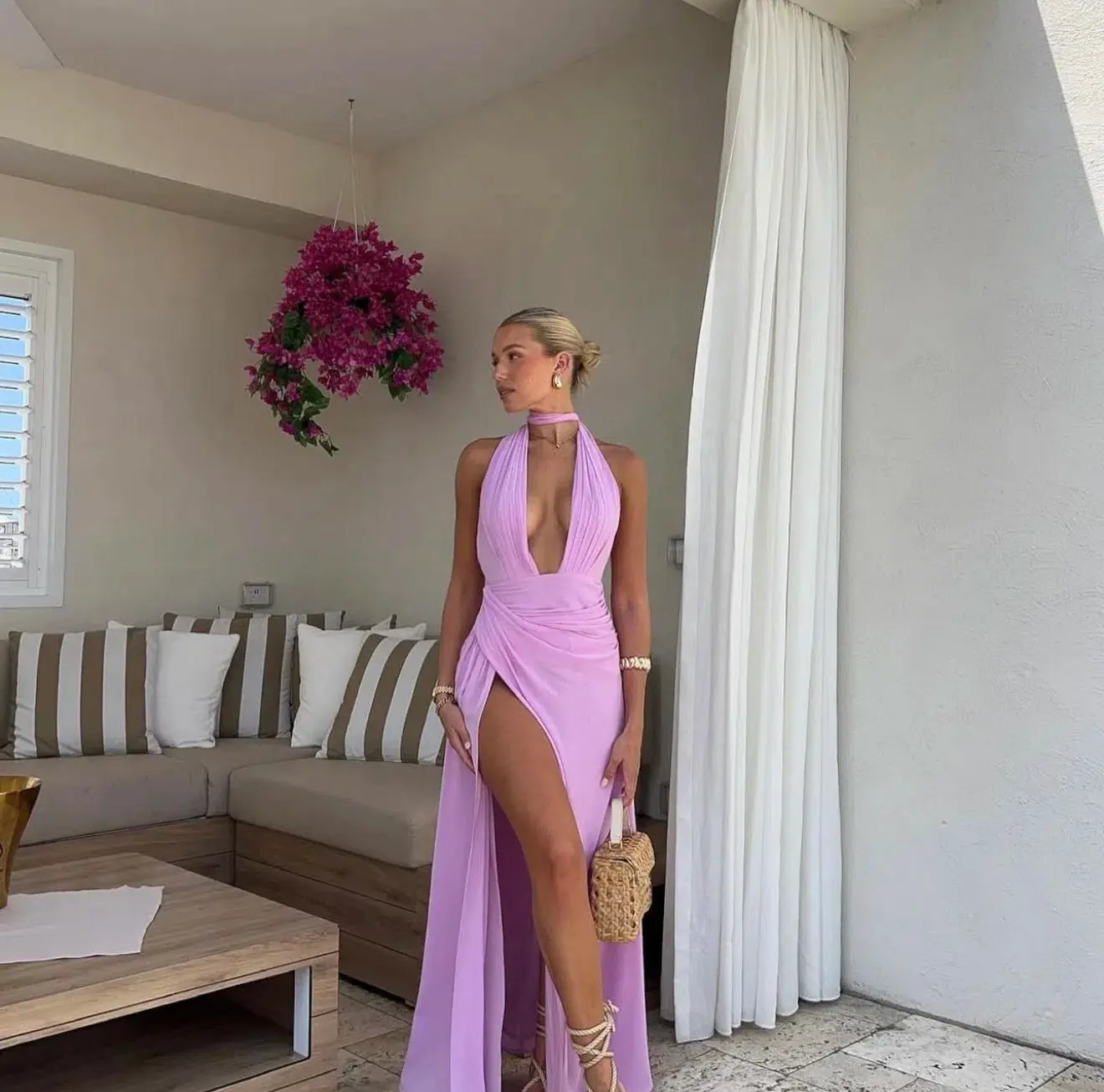 Calia Collection Antonia Maxi Dress Soft Pink Size XS/AU 6 - Image 3