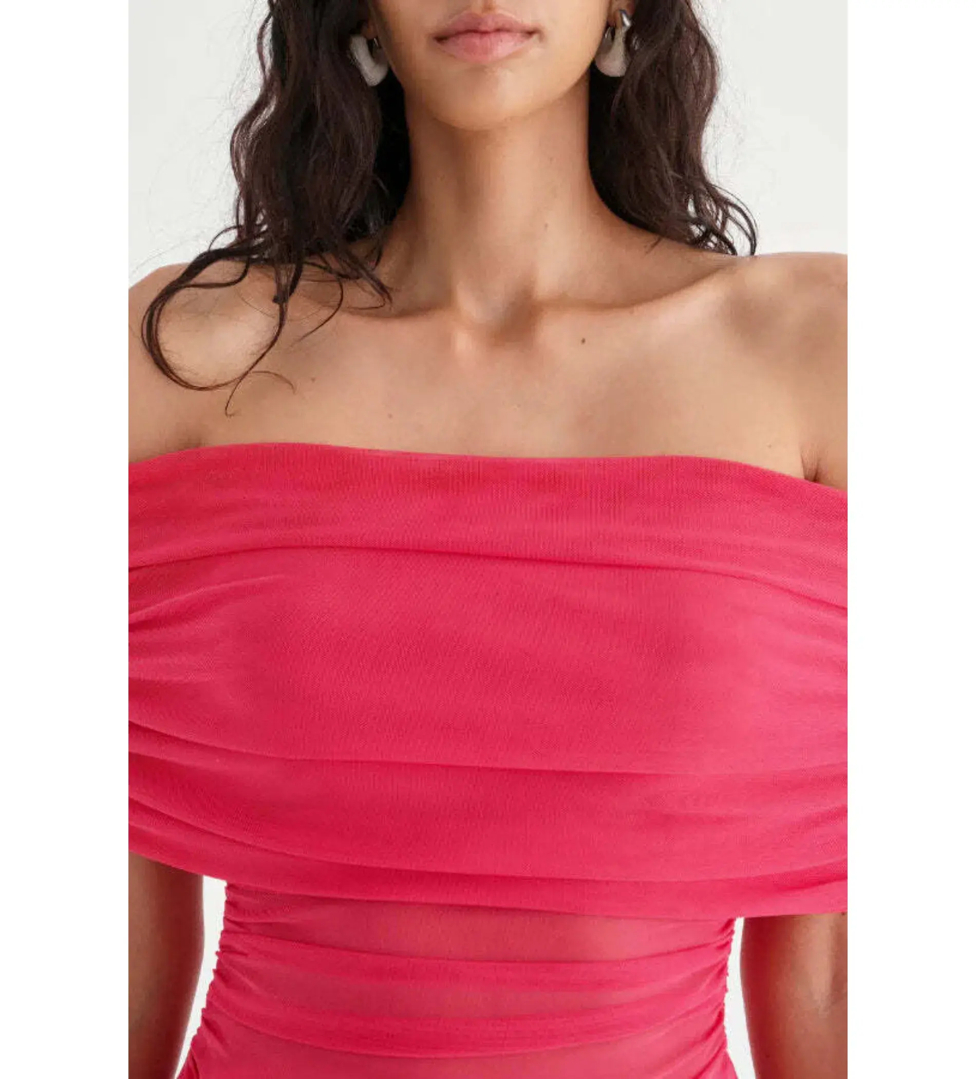 Benni Nico Off Shoulder Mini Dress Watermelon Size AU 8 - Image 4
