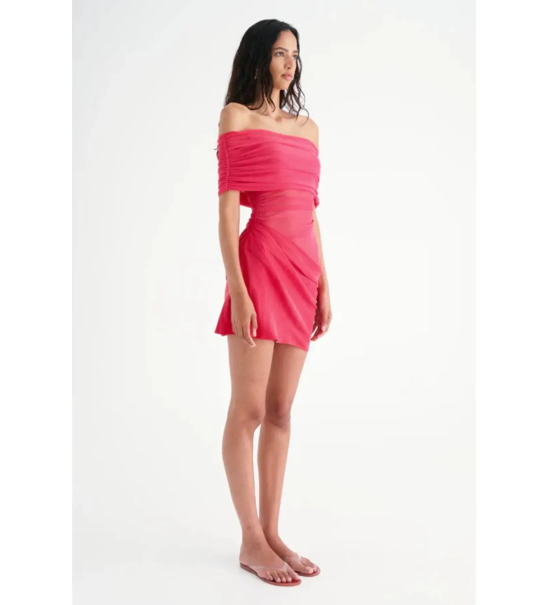 Benni Nico Off Shoulder Mini Dress Watermelon Size AU 8 - Image 2