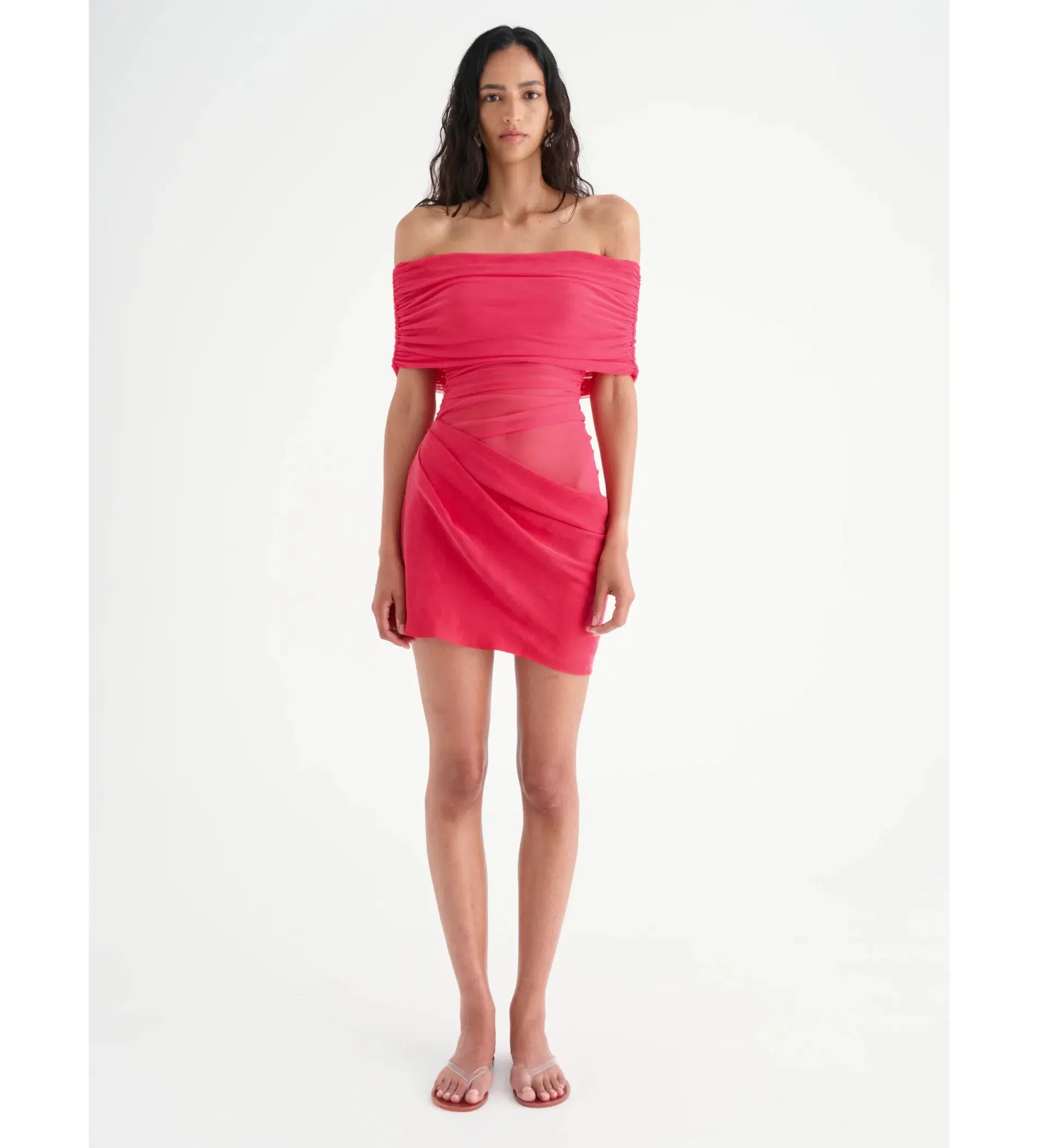 Benni Nico Off Shoulder Mini Dress Watermelon Size 10 - Image 1