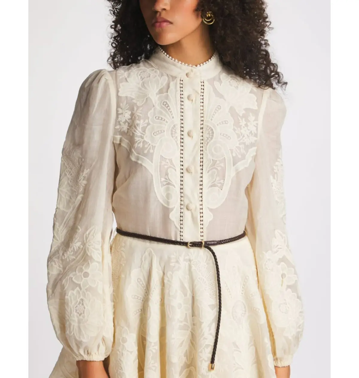 Zimmermann Ottie Emrbroidered Mini Dress Cream Size 1 / AU 10 - Image 3