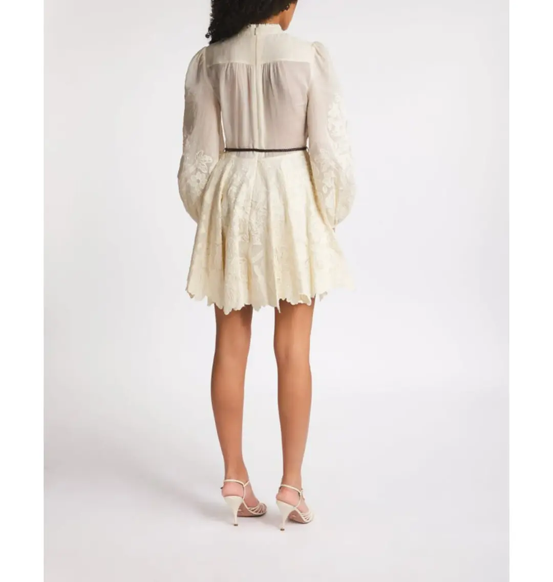 Zimmermann Ottie Emrbroidered Mini Dress Cream Size 1  for rent on The Volte - main image
