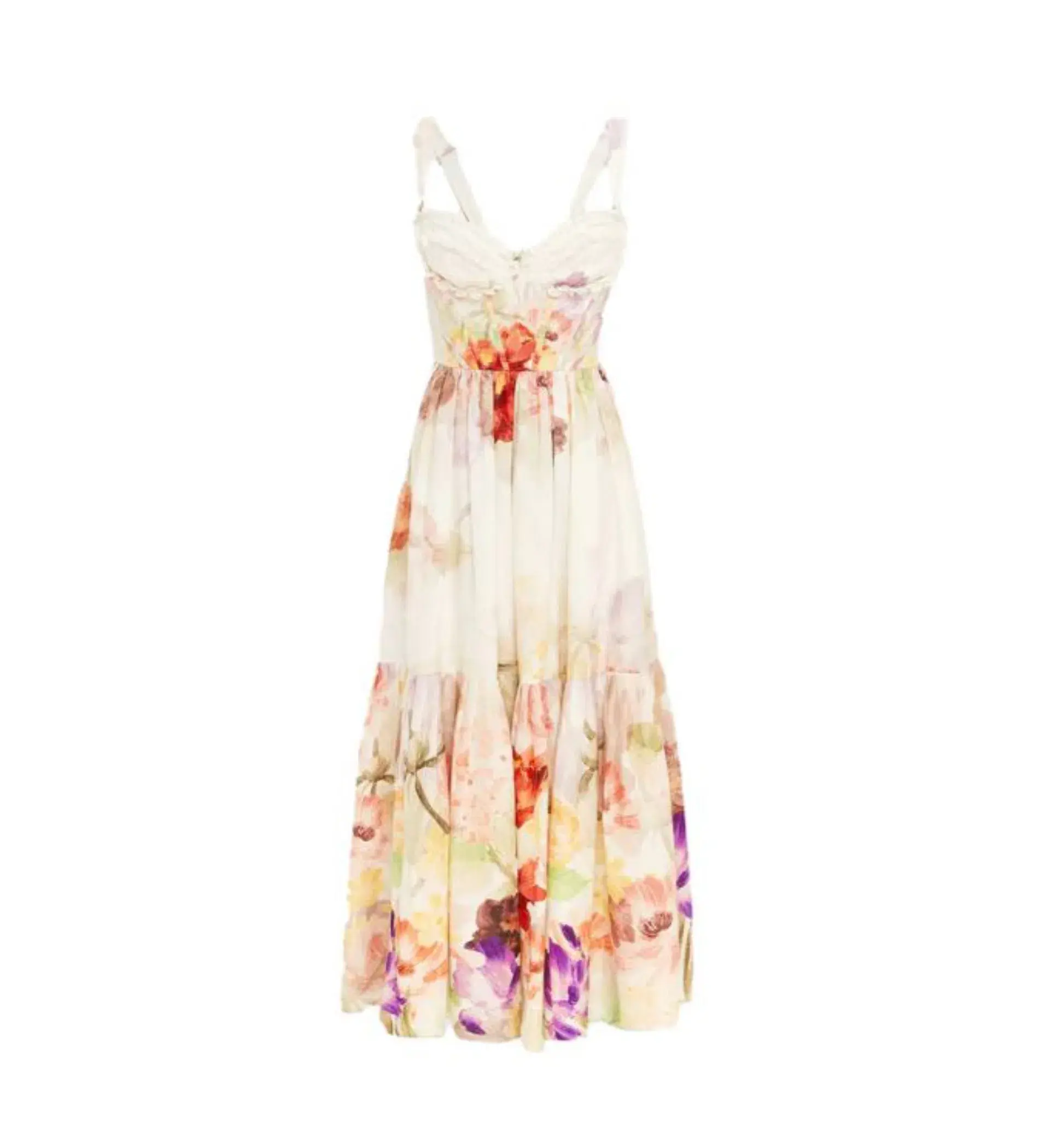 Leo Lin Rose Bustier Midi Dress Cascade Print Size AU 10 - Image 8