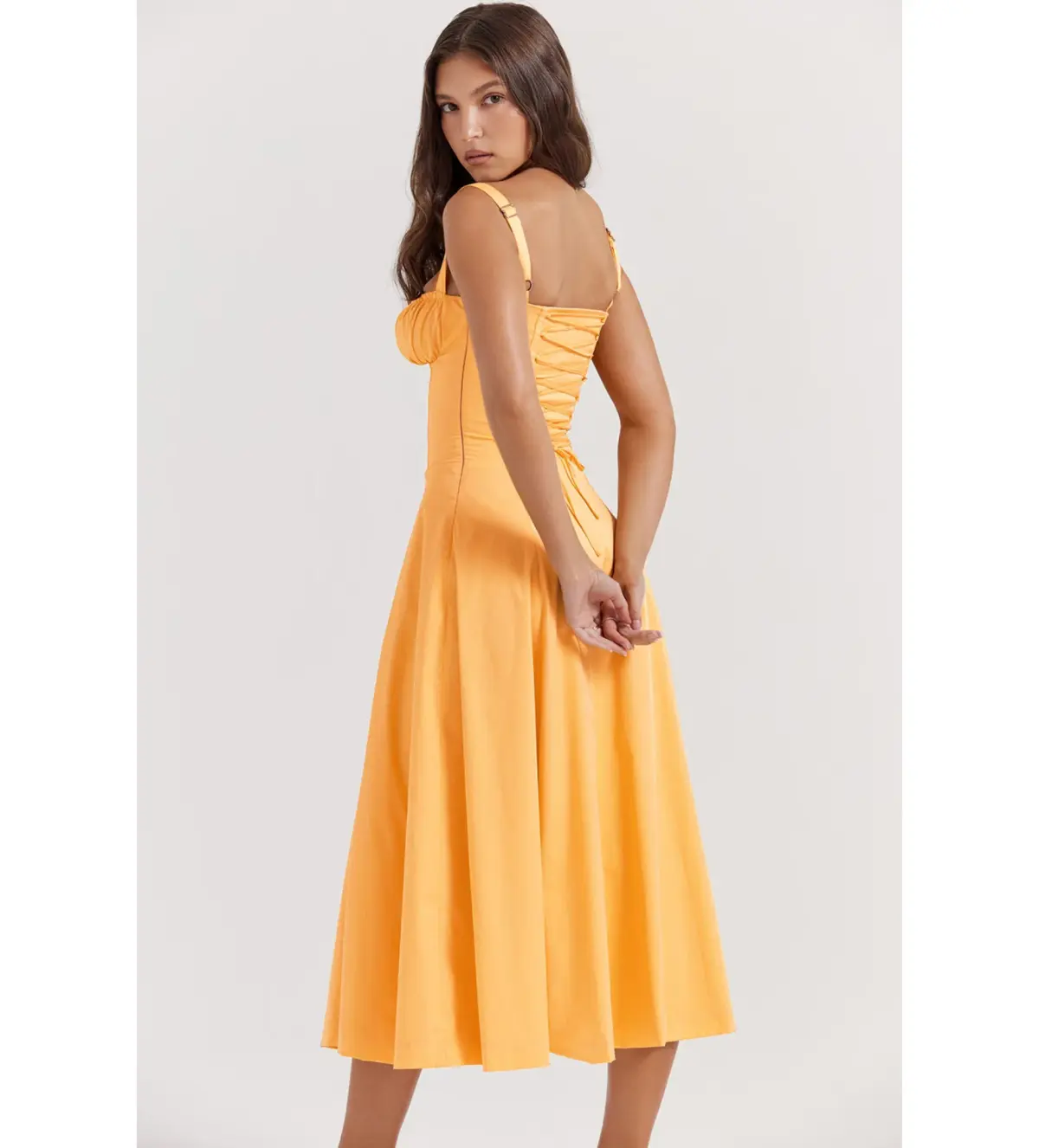 HOUSE OF CB Carmen Tangerine Bustier Sundress Size L+/ AU 14 - Image 1