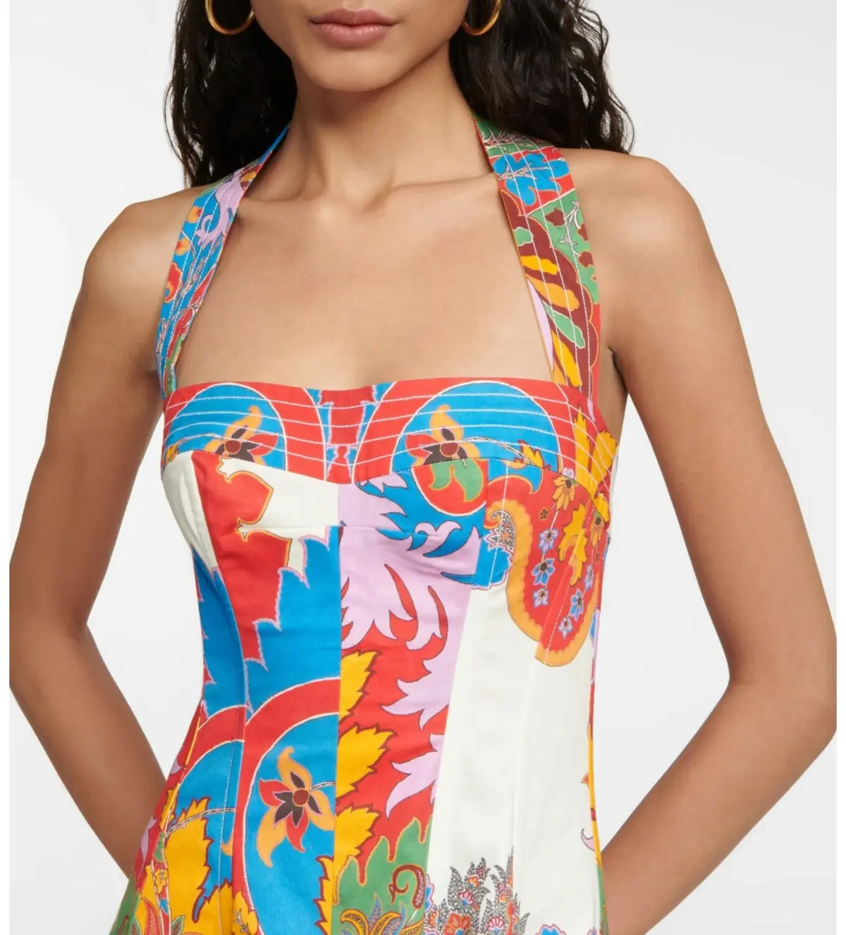 Etro Printed Halterneck Cotton Blend Mini Dress Size 8 - Image 3
