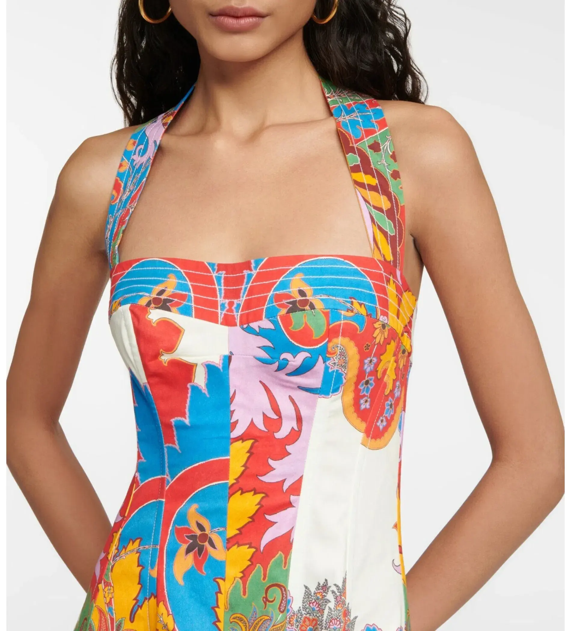 Etro Printed Halterneck Cotton Blend Mini Dress Size 8 - Image 3