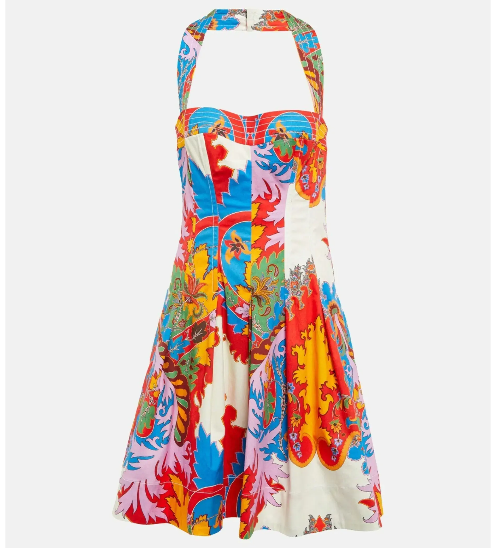 Etro Printed Halterneck Cotton Blend Mini Dress Size 8 - Image 5