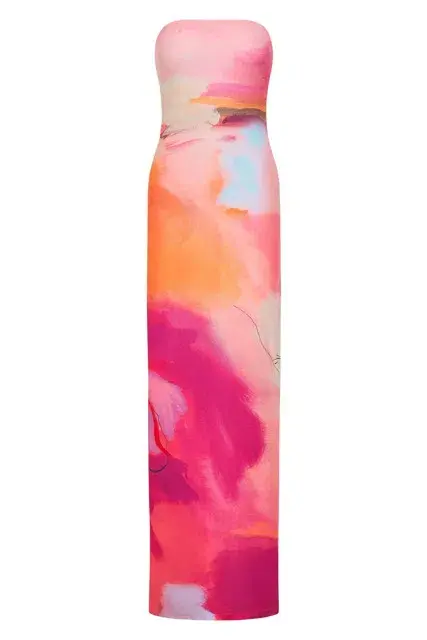 With Harper Lu Strapless Slip Maxi Dress Abstract Art Size M/AU 10 - Image 8