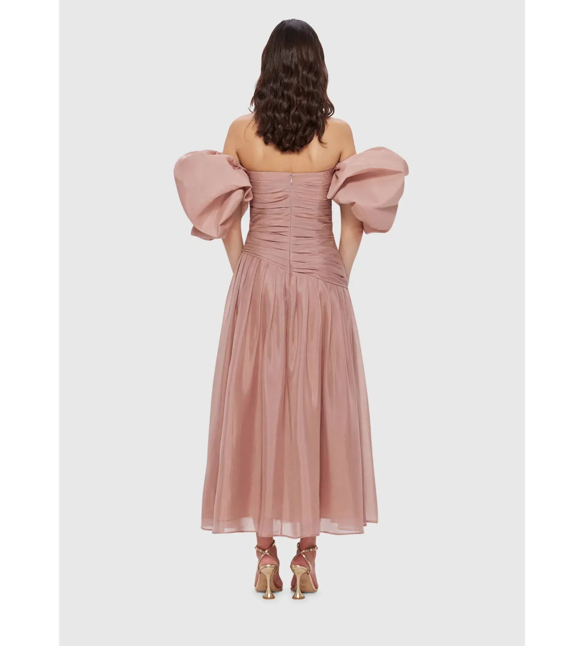 Leo Lin Lydia Puff Sleeve Midi Dress Size 10  - Image 3