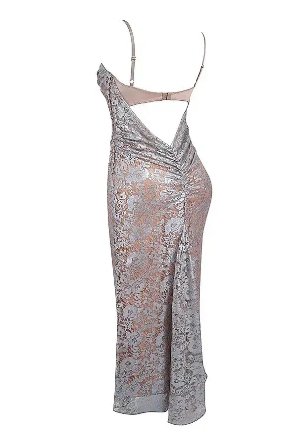 House of CB Azzurra Lace Godet Gown in Ice Blue Size S/AU 8 - Image 11