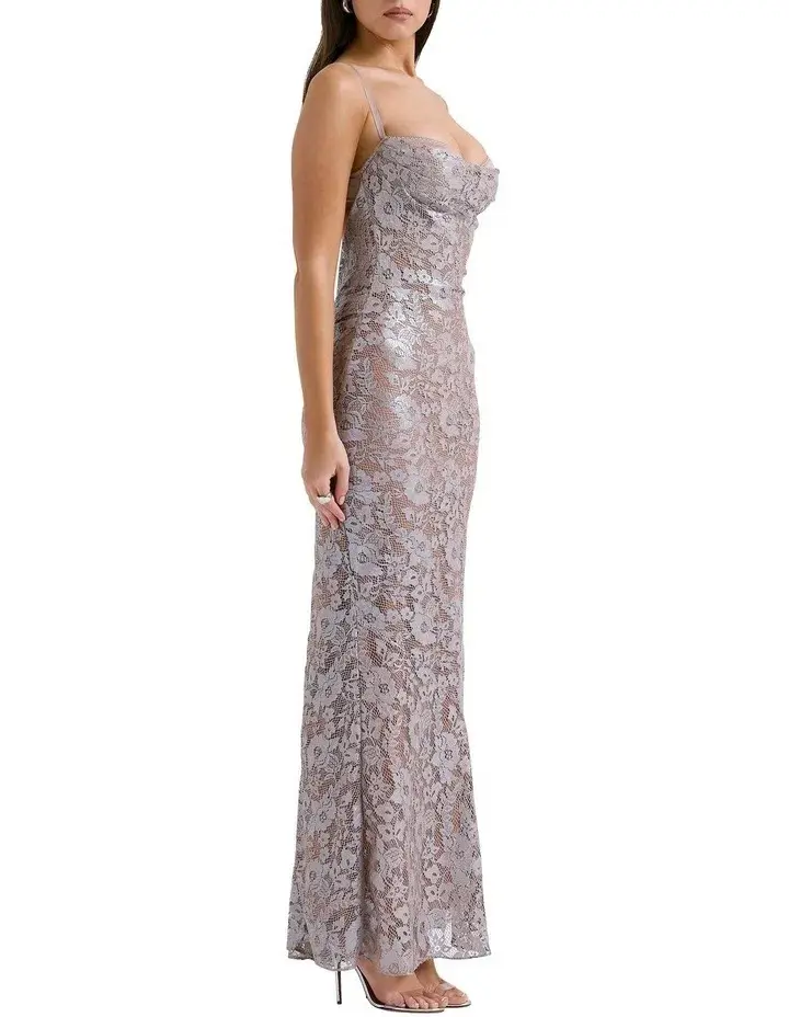 House of CB Azzurra Lace Godet Gown in Ice Blue Size S/AU 8 - Image 2