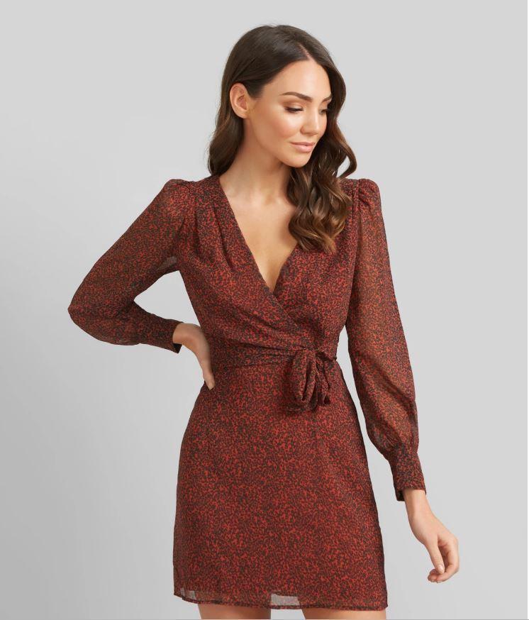 Kookai Allesandra Dress - Maroon/Pattern - Size 38 (10) - Image 1
