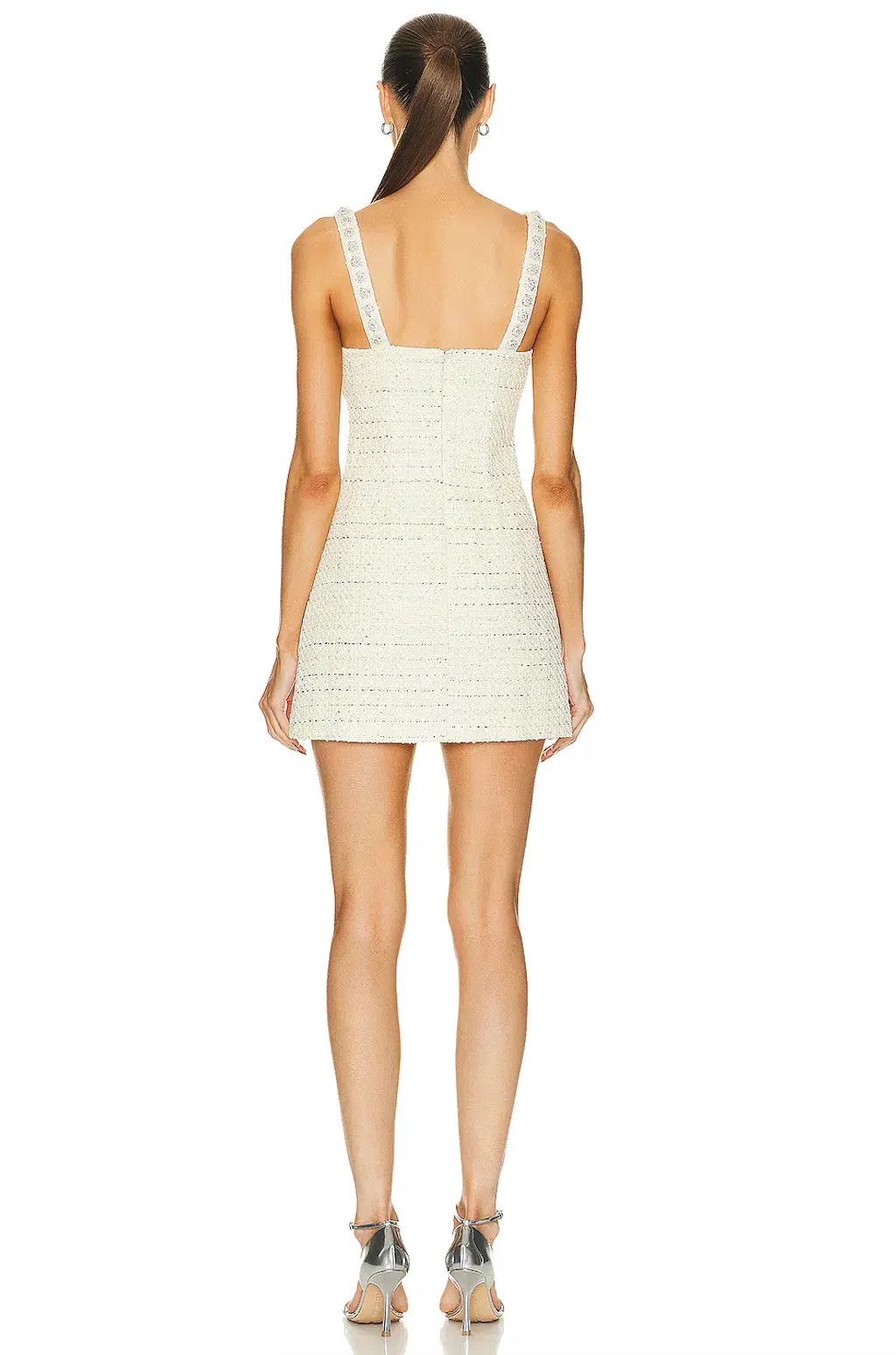 Self Portrait Boucle Diamante Mini Dress Yellow Size 8 - Image 3