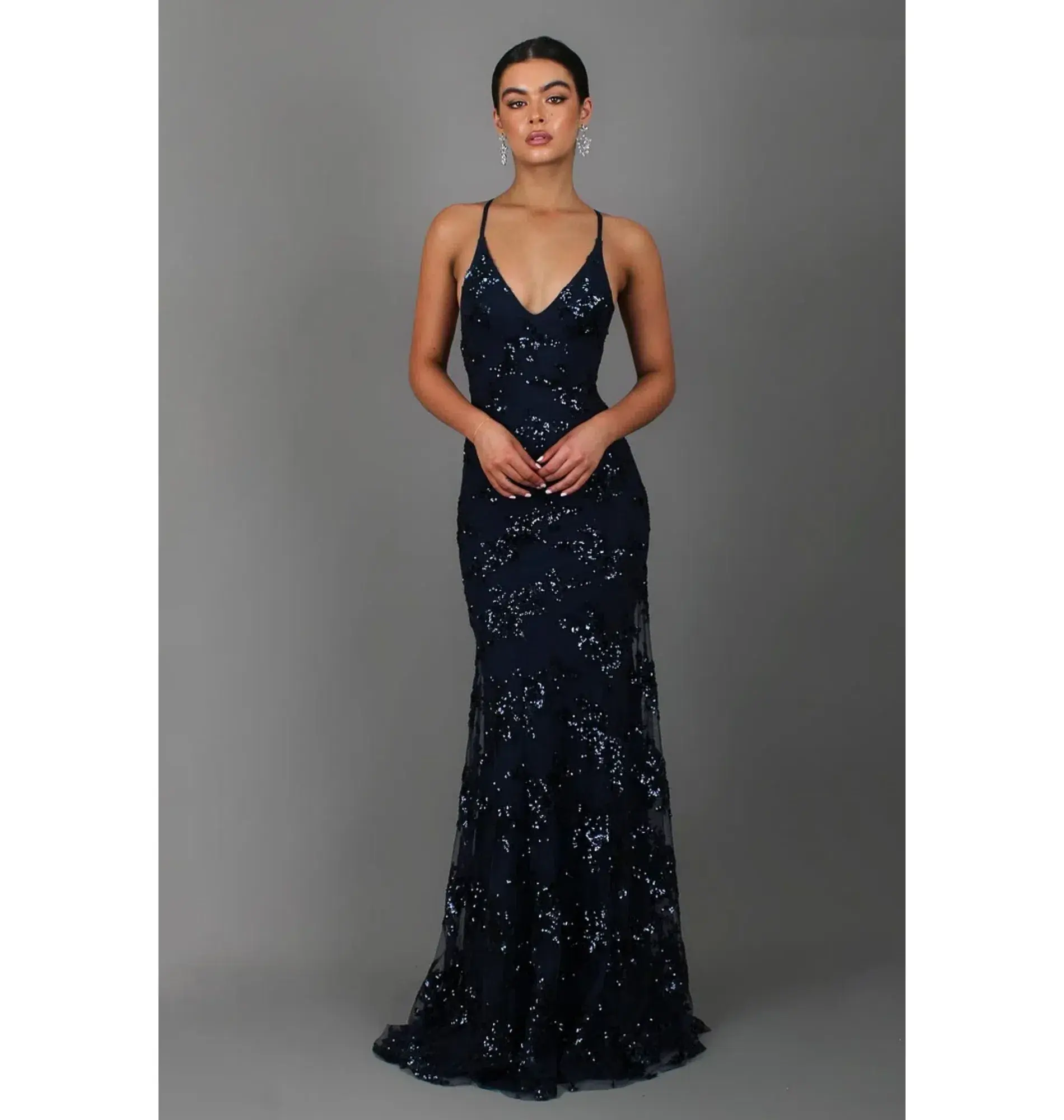 Jadore Sequin Formal Dress Navy Blue Size S / AU 8 - Image 1