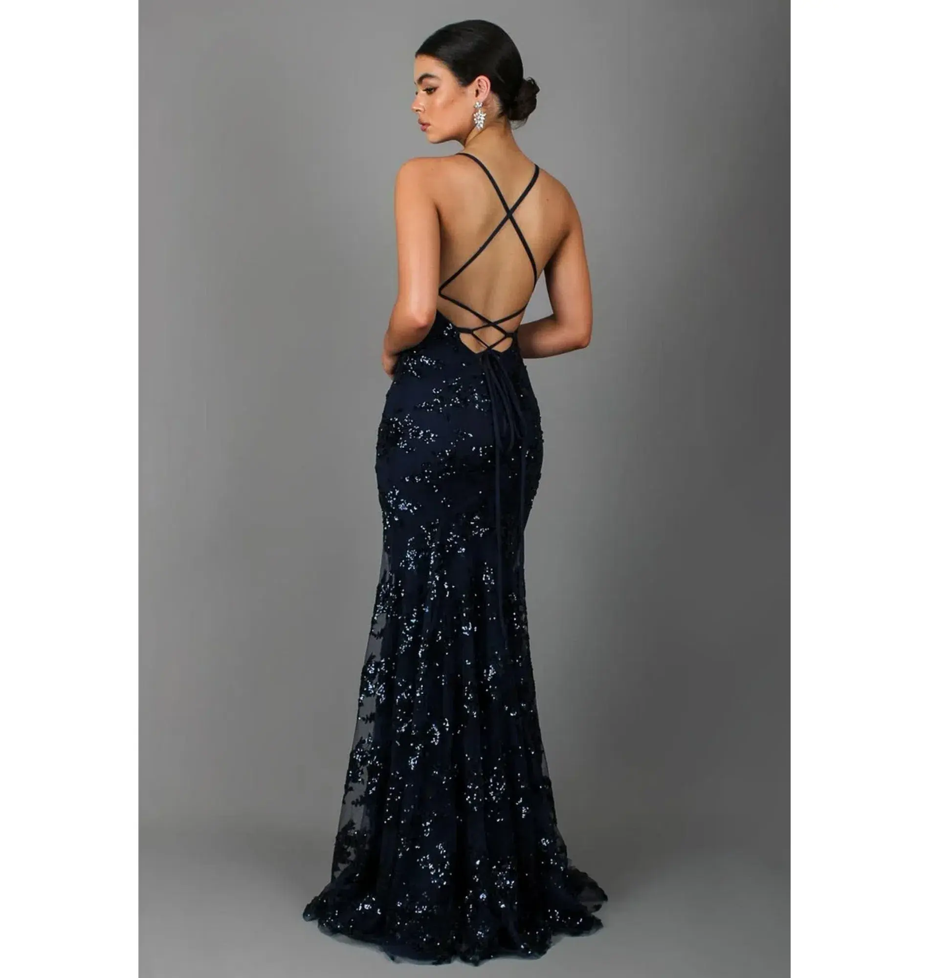 Jadore Sequin Formal Dress Navy Blue Size S / AU 8 - Image 2