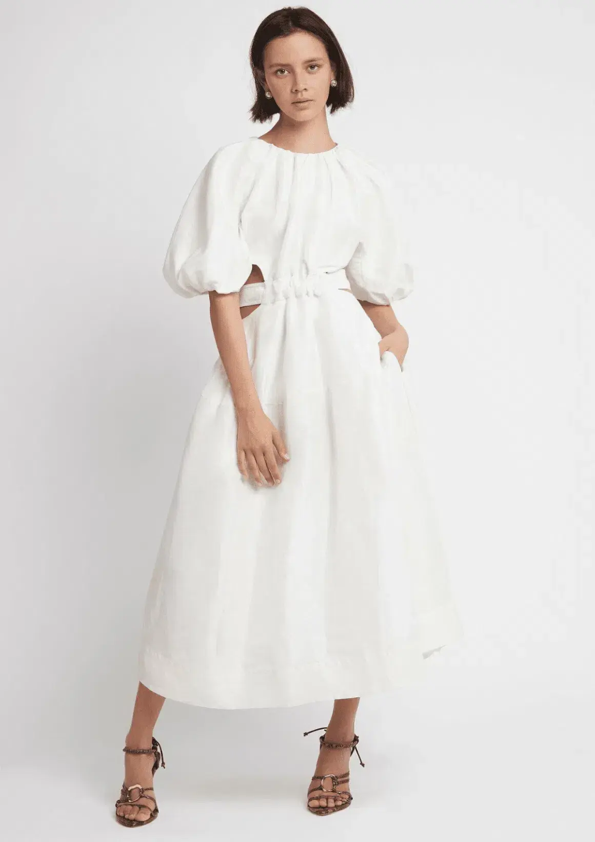 Aje Mimosa Cut Out Midi Dress White Size 14 - Image 1