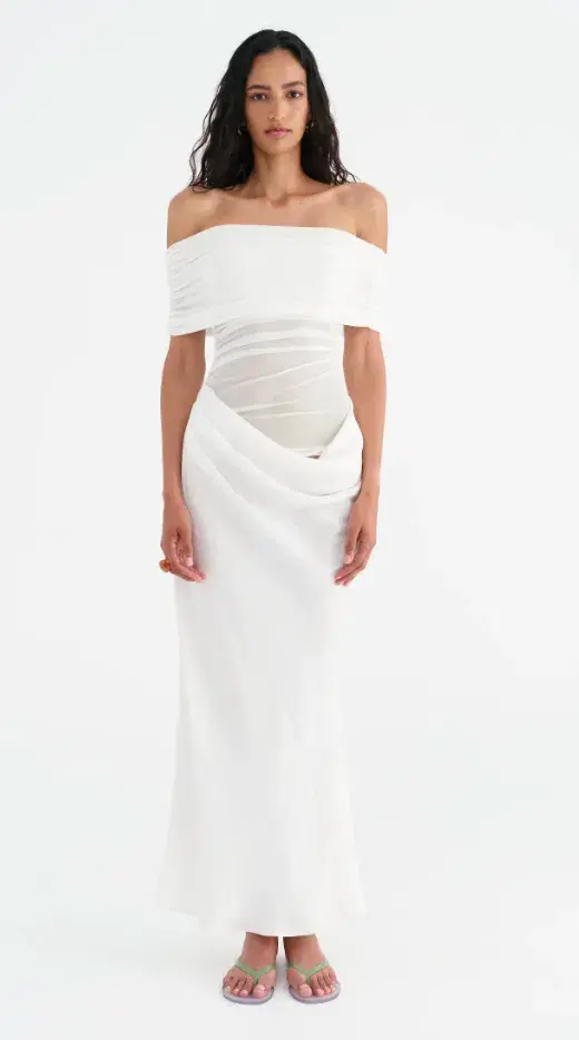 Benni Nico Off Shoulder Maxi Dress White Size 12 - Image 1