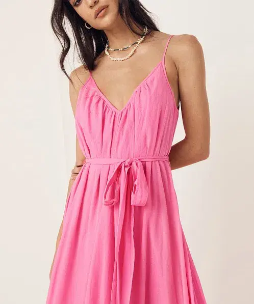 Spell & The Gypsy Azalea Strappy Maxi Cotton Dress Pink Size M / AU 10 - Image 4