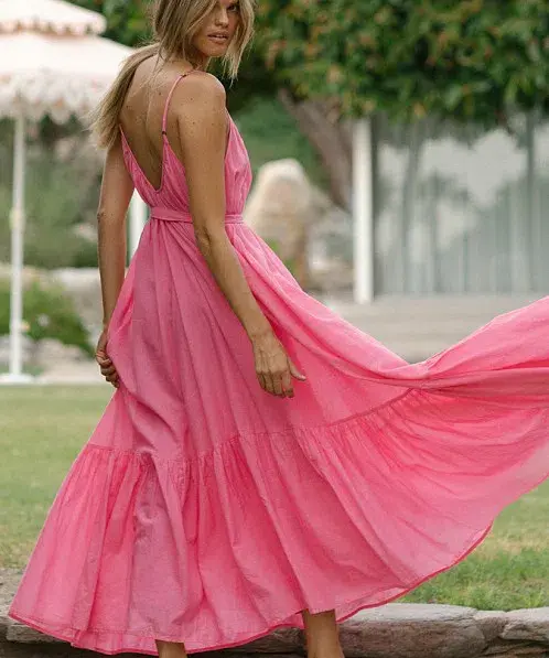 Spell & The Gypsy Azalea Strappy Maxi Cotton Dress Pink Size M / AU 10 - Image 5