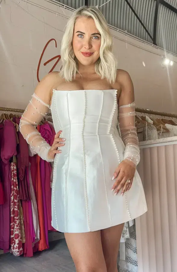 Eliya The Label Kayla Mini Dress in White Size AU 12 - Image 2
