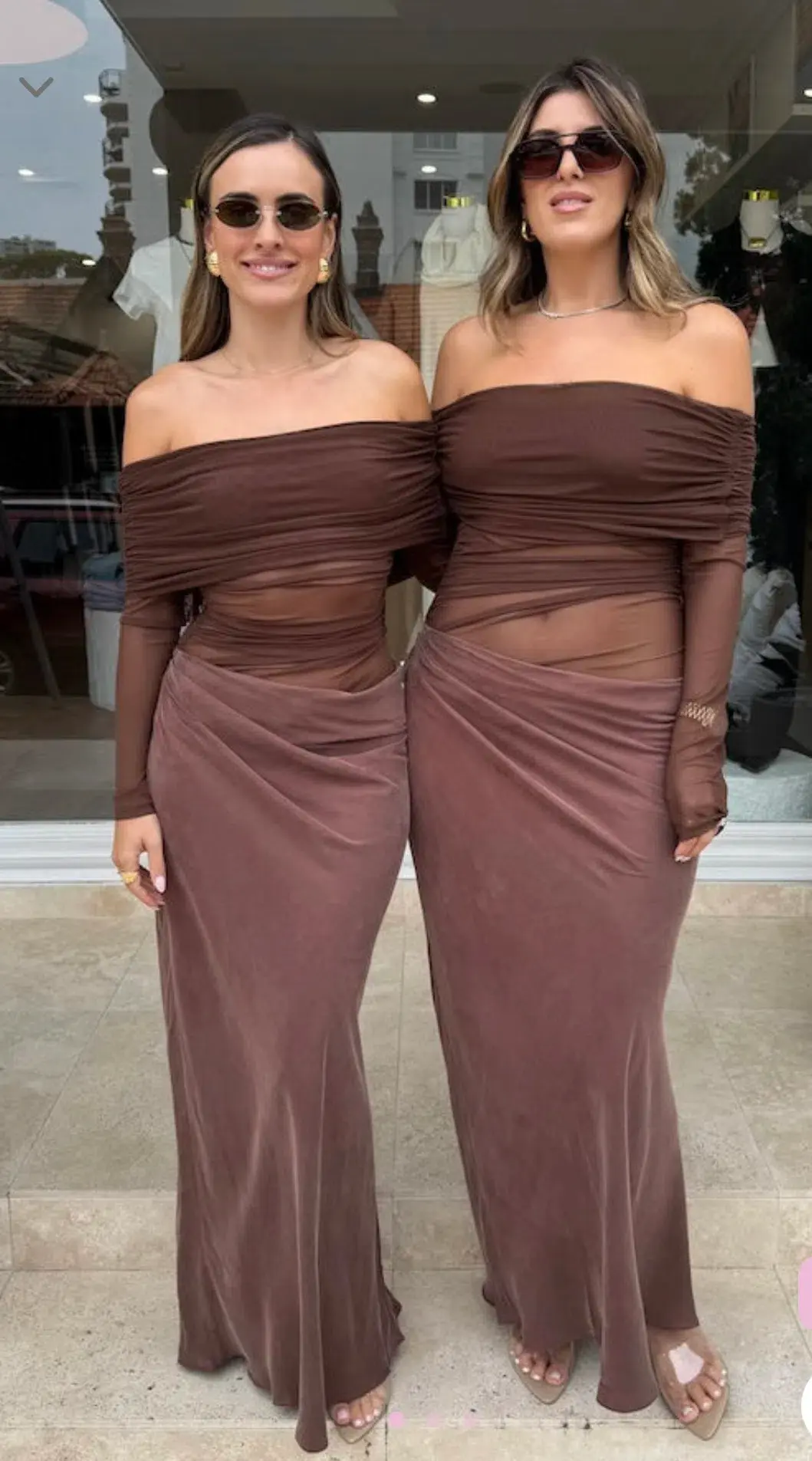Benni - Yasmin off Shoulder Maxi Dress in Chocolate - Size 6 - Image 3