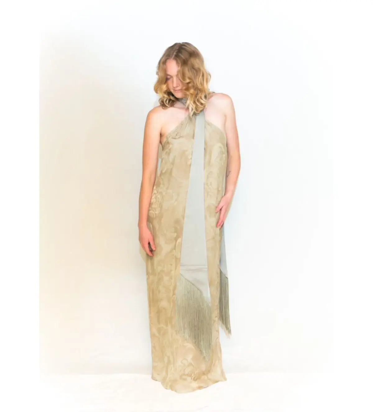 Taller Marmo Kempner Scarf Dress in Green Print Size 14 - Image 1