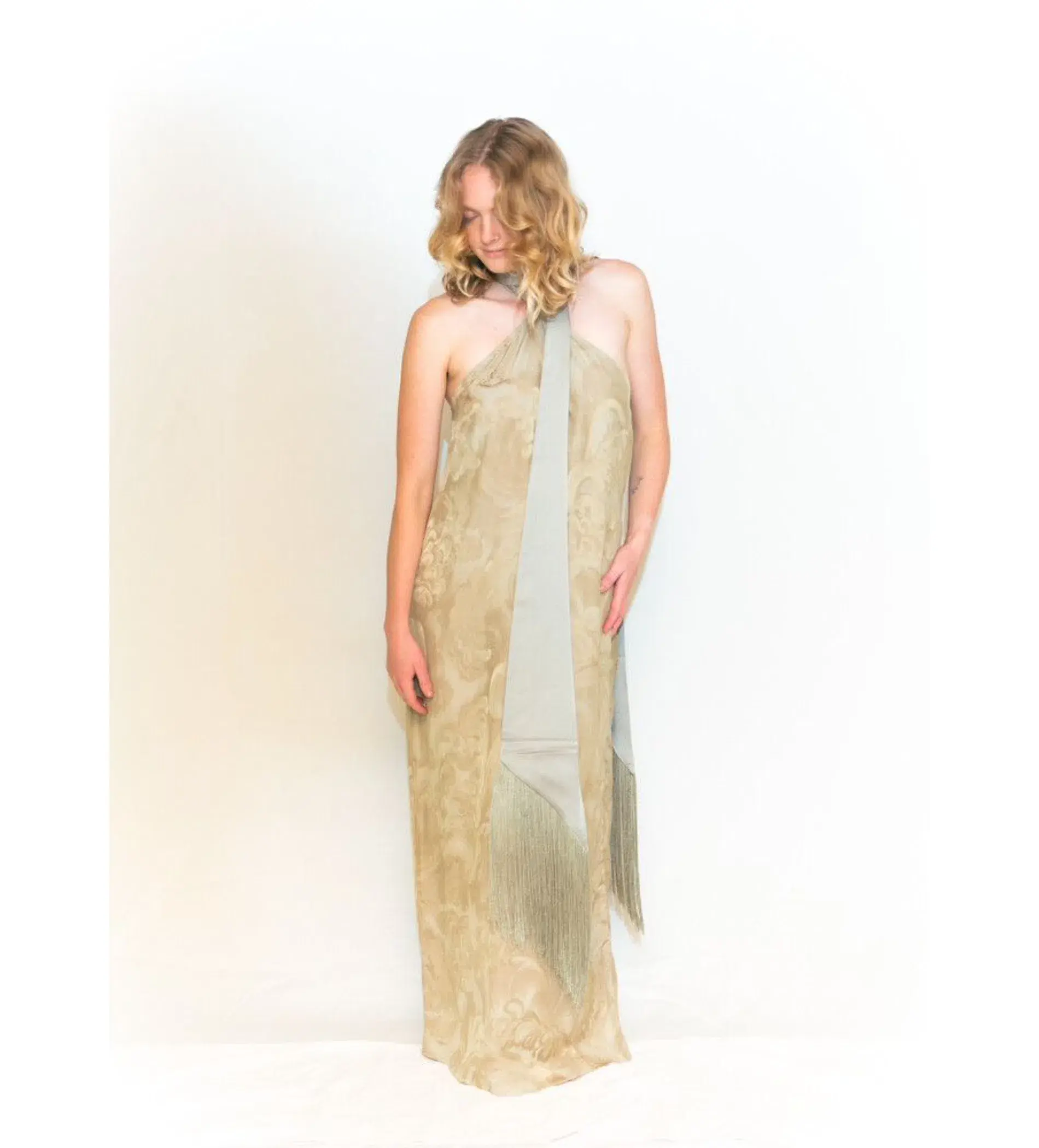 Taller Marmo Kempner Scarf Dress in Green Print Size 14 - Image 1