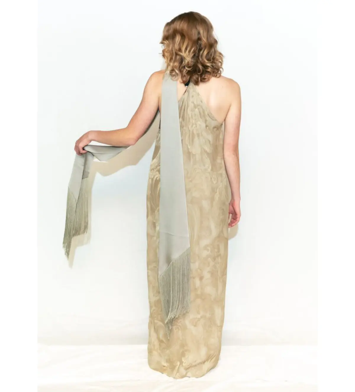 Taller Marmo Kempner Scarf Dress in Green Print Size 14 - Image 3