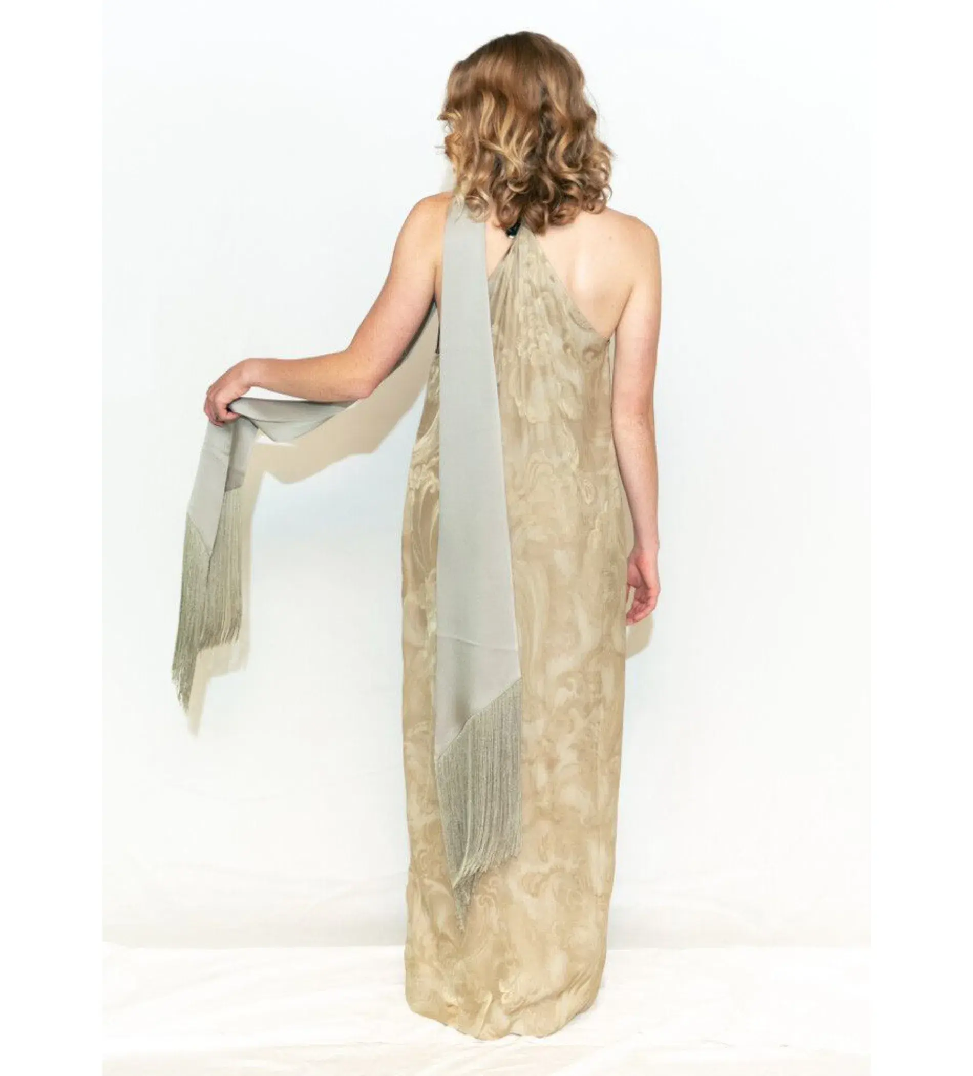 Taller Marmo Kempner Scarf Dress in Green Print Size 14 - Image 3