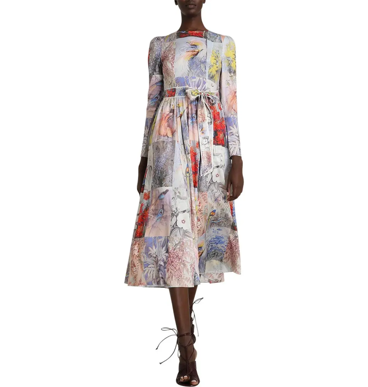 Zimmermann Botanica Belted Printed Silk-blend Satin-Twill Midi Dress - Image 1