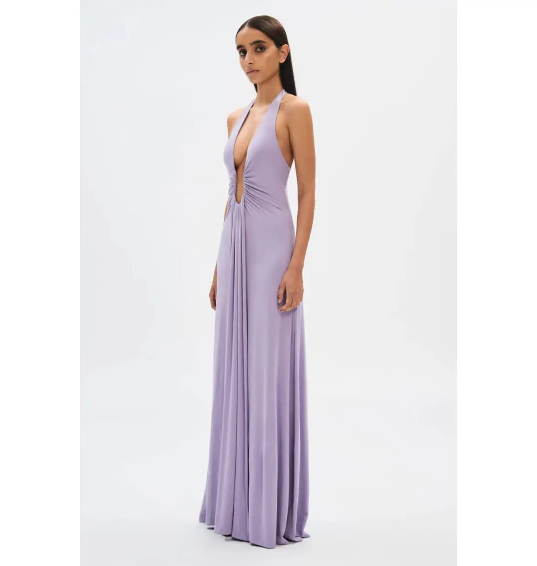 MISHA Jennifer Cupro Maxi Dress Lilac Size 4/XXS for rent on The Volte - main image