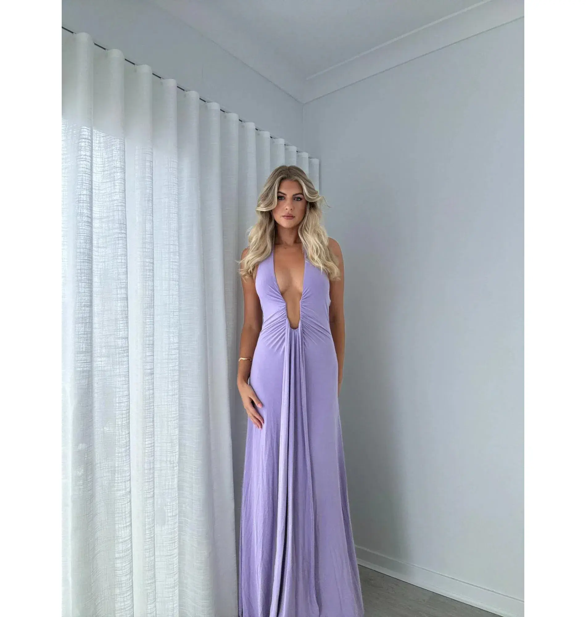 Misha Jennifer Cupro Maxi Dress Lilac Size 6/XS - Image 5