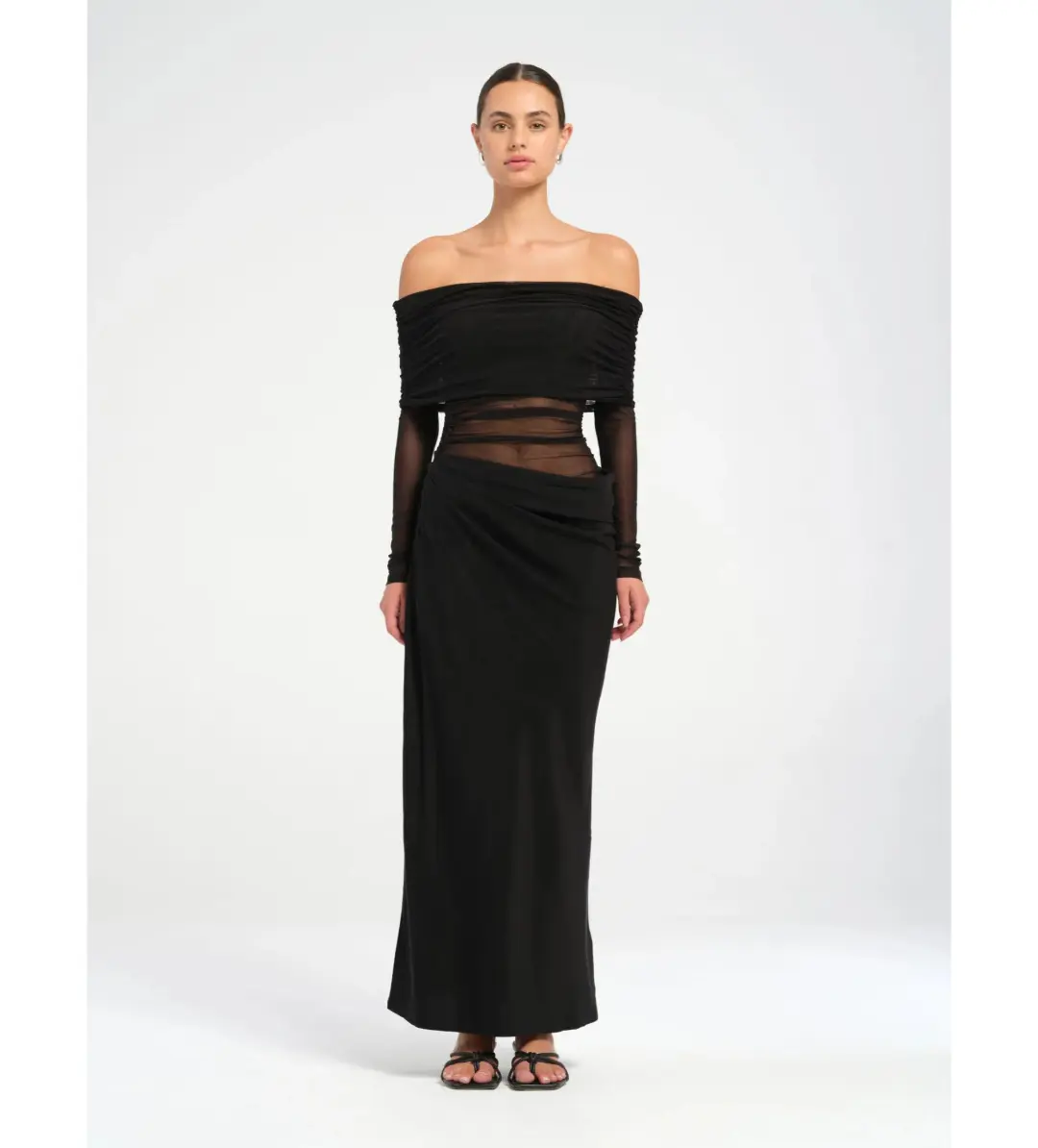 Benni Yasmin Off-Shoulder Maxi Dress Maxi Dress Black Size 10 for rent on The Volte - main image