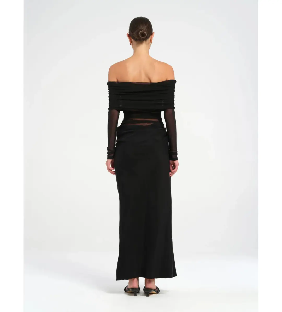 Benni Yasmin Off-Shoulder Maxi Dress Maxi Dress Black Size 10 for rent on The Volte - main image