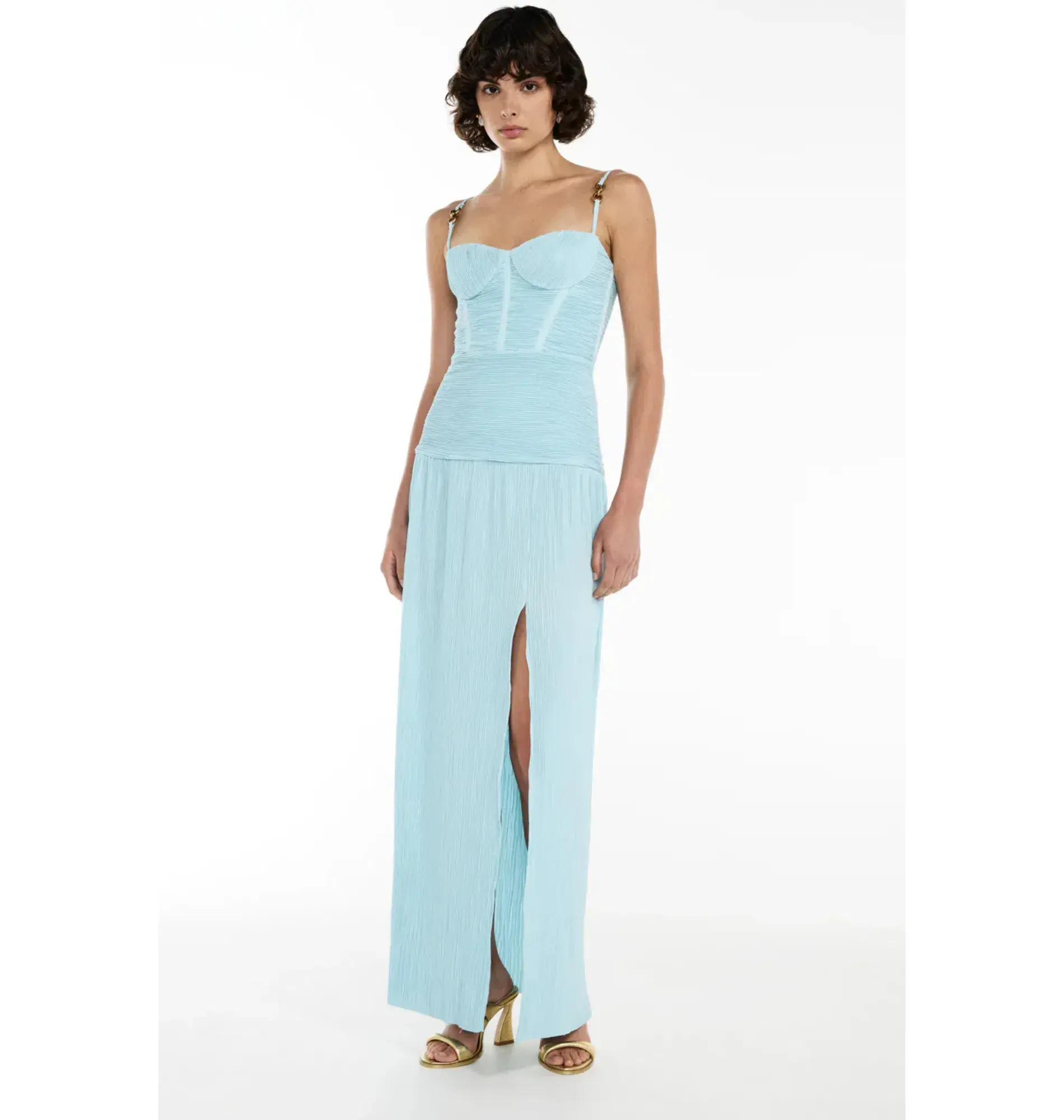 Manning Cartell Double Time Pleat Dress Acqua Spritz Size AU 6 - Image 2