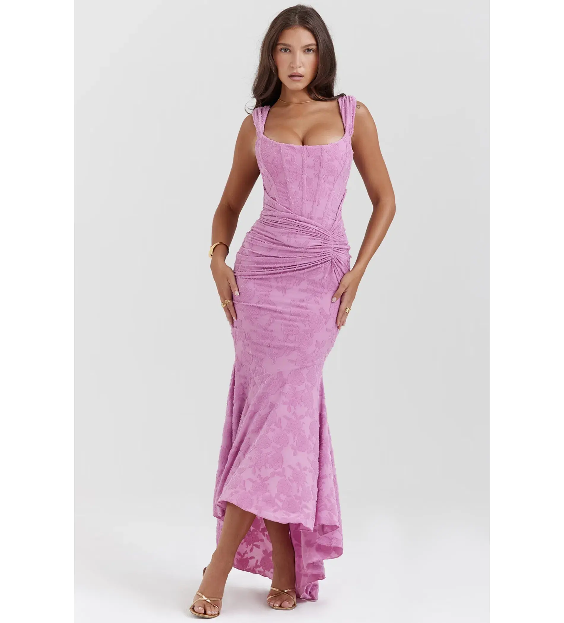 House of CB Cesca Floral Maxi Dress in Rose Pink Size 8/S - Image 1