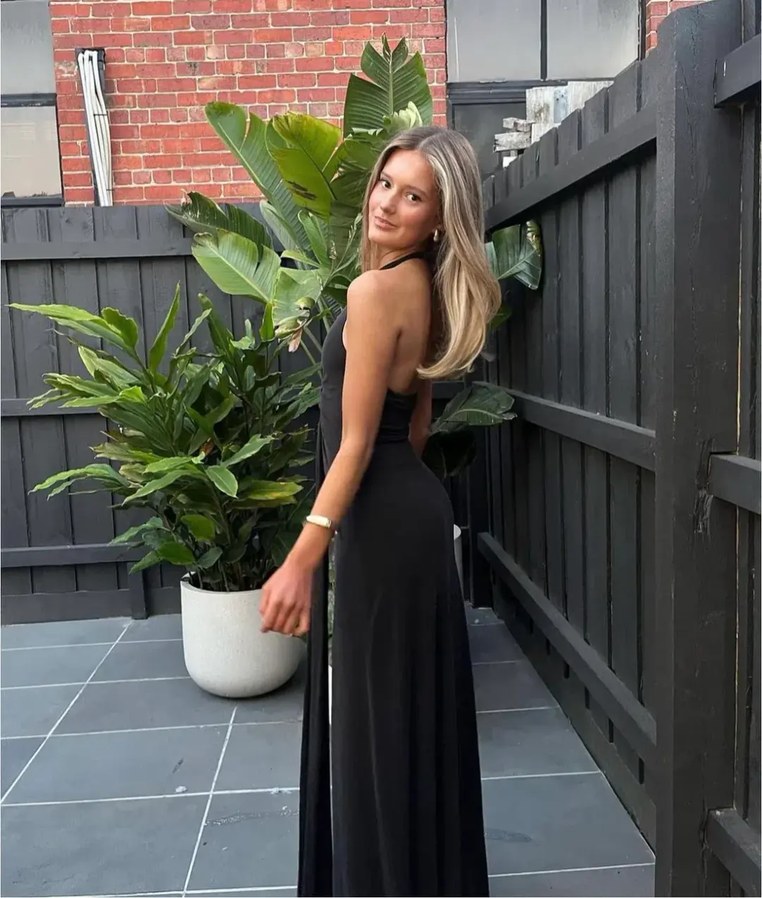 MISHA Jennifer Cupro Maxi Black Size 4 for rent on The Volte - main image