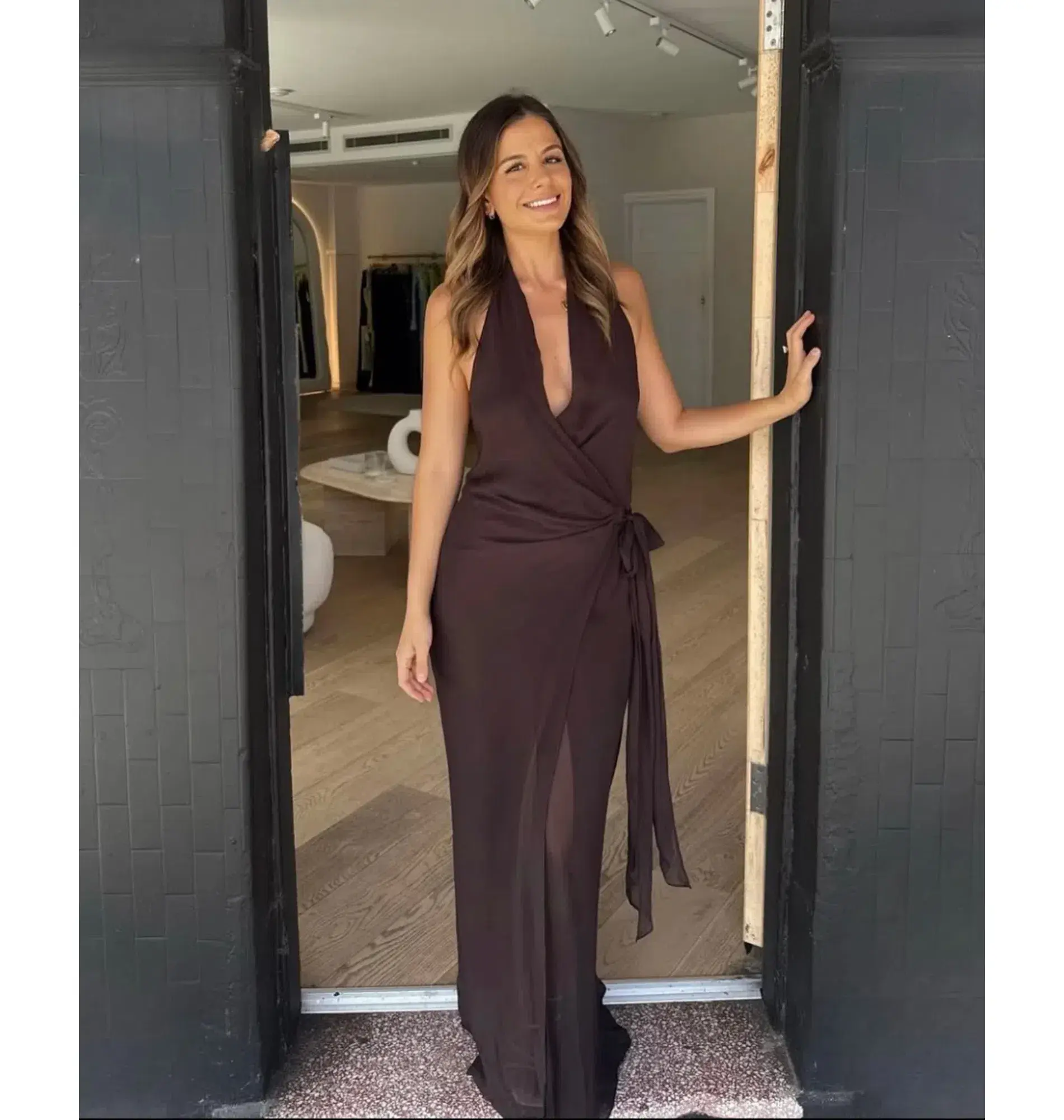 Bec & Bridge Soneva Maxi Dress Chocolate Size AU 8 - Image 7