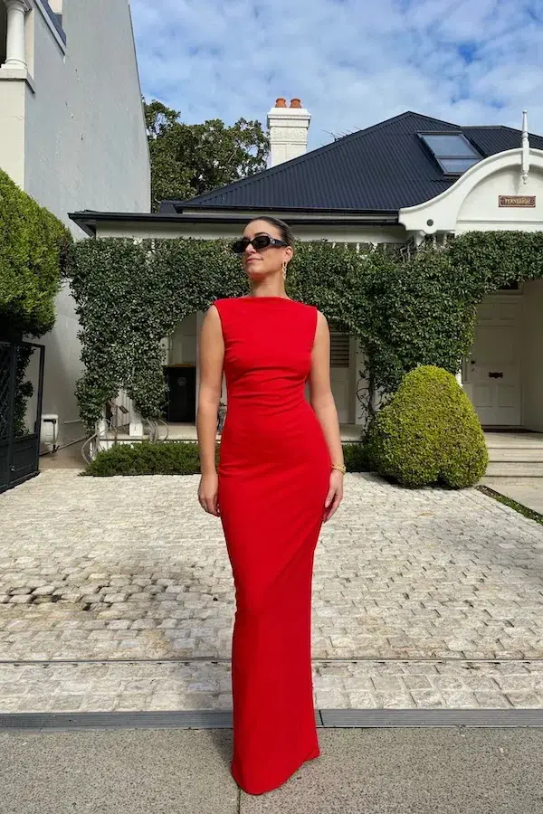 Effie Kats Verona Maxi Gown Cherry Red Size AU 8 - Image 1